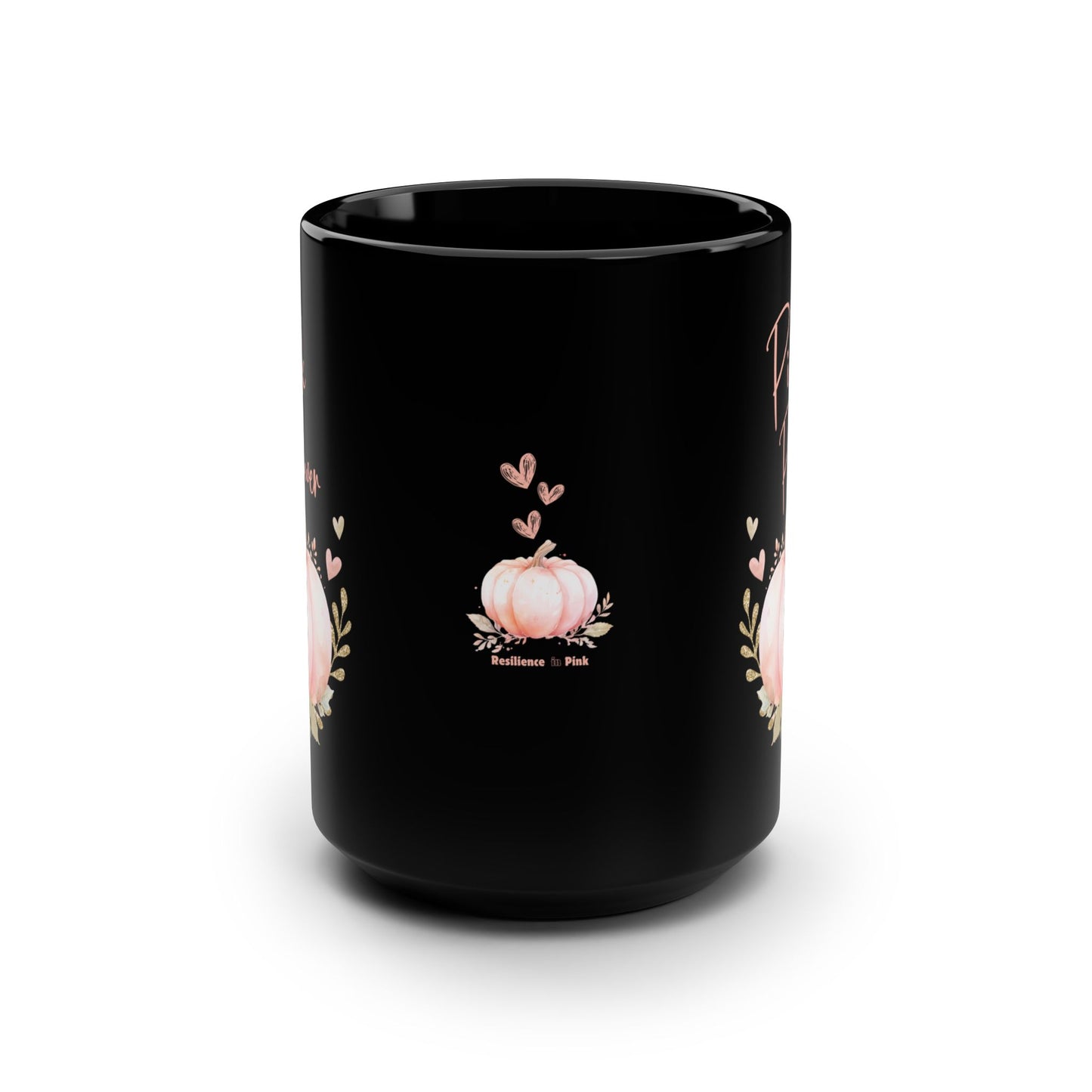Motivational Pink Power Black Mug for Breast Cancer Awareness 15oz Inspirational Message Mug Gift for Her Courage and Strength Mug