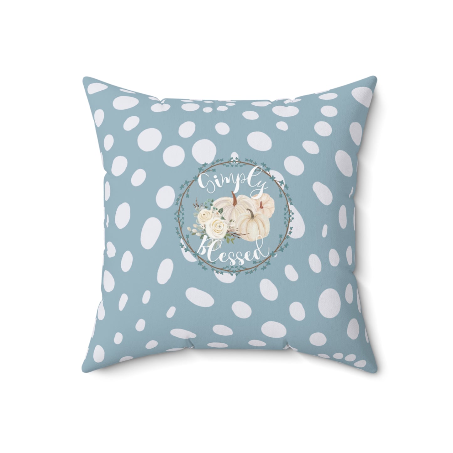Teal Blue Autumn Home Decor Pumpkin Floral Pillow Decorative Holiday Throw Cushion Cozy Fall Decor Gift for Her