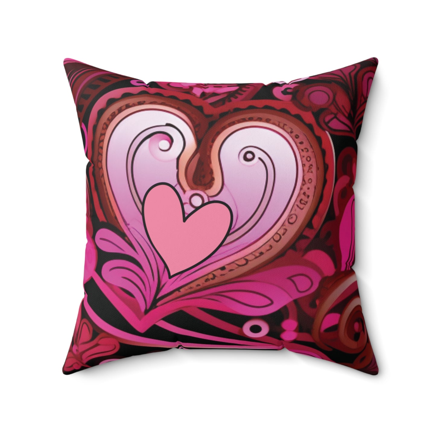 Romantic Pink Floral Home Accessory Heart And Flower Pillow Romantic Gift Idea For Couples Elegant Valentine's Gift Idea Pink Floral Throw Pillow