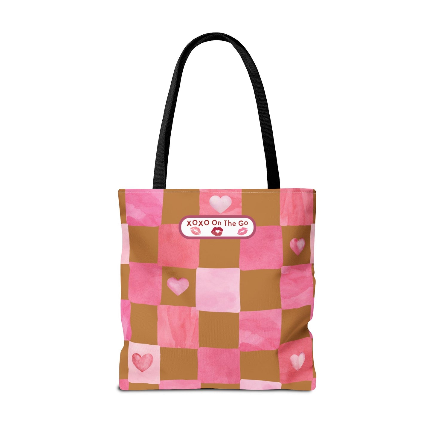 Gen Z Pink and Brown Checkerboard Bag Valentine's Gift For Romantic Occasions Love Themed Aesthetic Trendy Pink Tote For Young Women