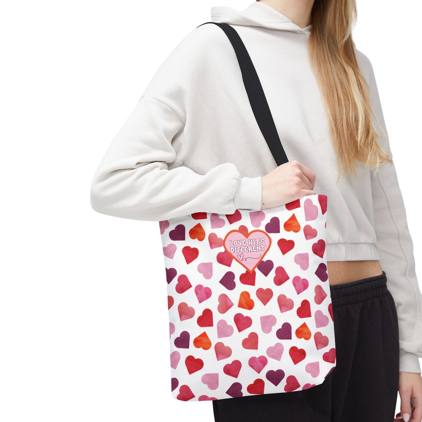 Trendy Love-Themed Reusable Valentine's Day Tote Gift for Her Aesthetic Gen Z Heart Design Large Storage Romantic and Stylish Tote Bag