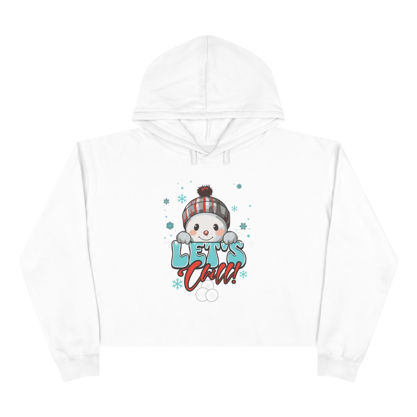 Christmas Crop Top Snowman Hoodie Cute Seasonal Sweatshirt Frosty Holiday Peeking Snowman Apparel Let's Chill Hoodie Design Holiday Gift Idea