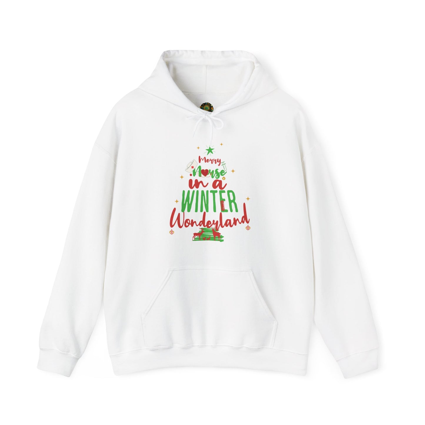 Christmas Design Hooded Nurse Sweatshirt Playful Christmas Graphic Healthcare Worker Seasonal Holiday Gift Winter Wonderland Hoodie
