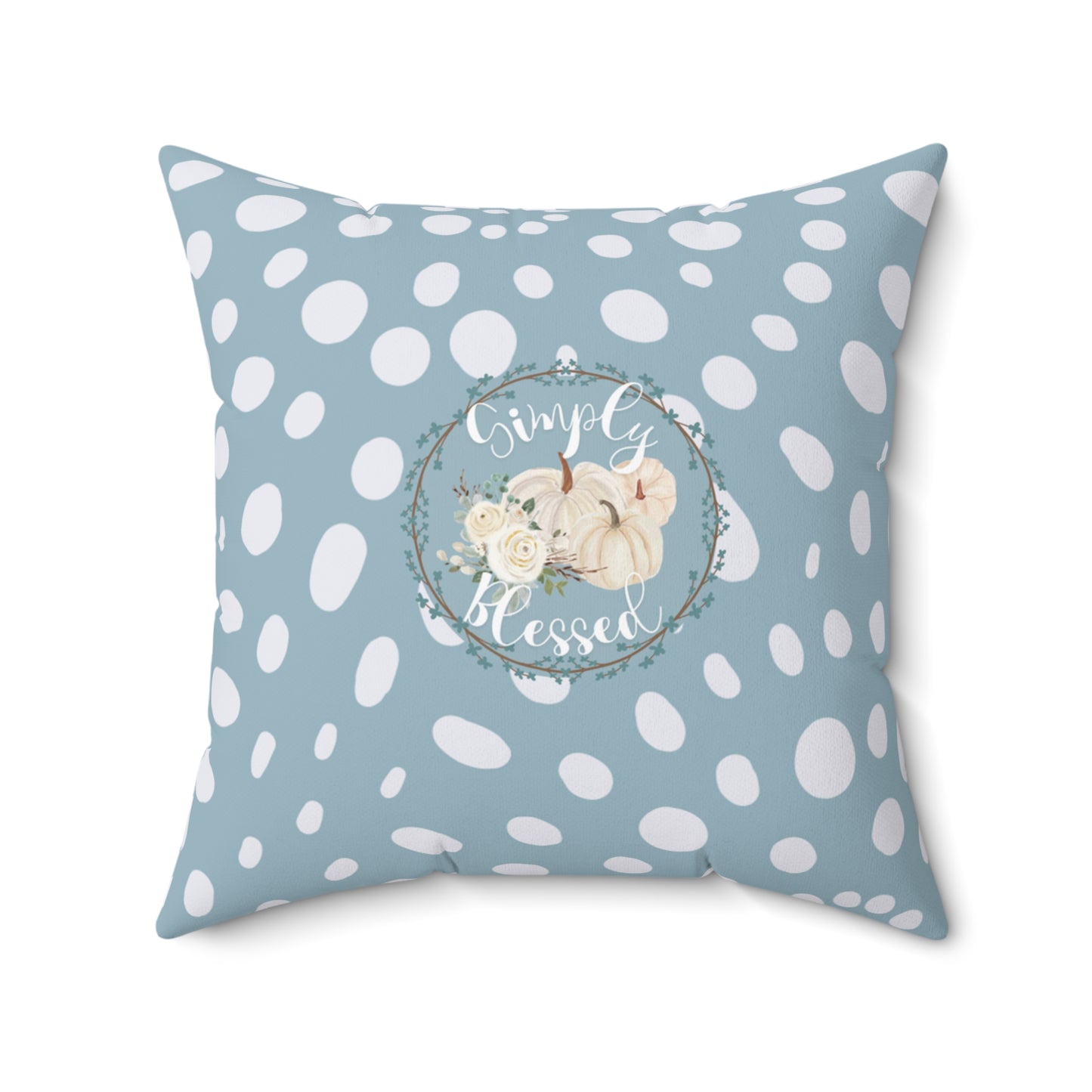 Teal Blue Autumn Home Decor Pumpkin Floral Pillow Decorative Holiday Throw Cushion Cozy Fall Decor Gift for Her