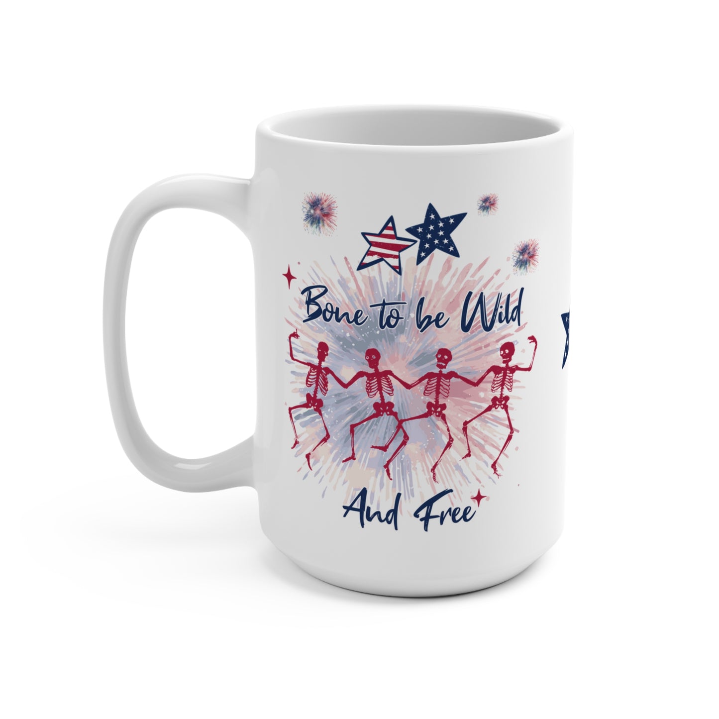 Skeleton Mug for Independence Day Bone To Be Wild And Free Unique Gift For Patriotic Celebrations USA