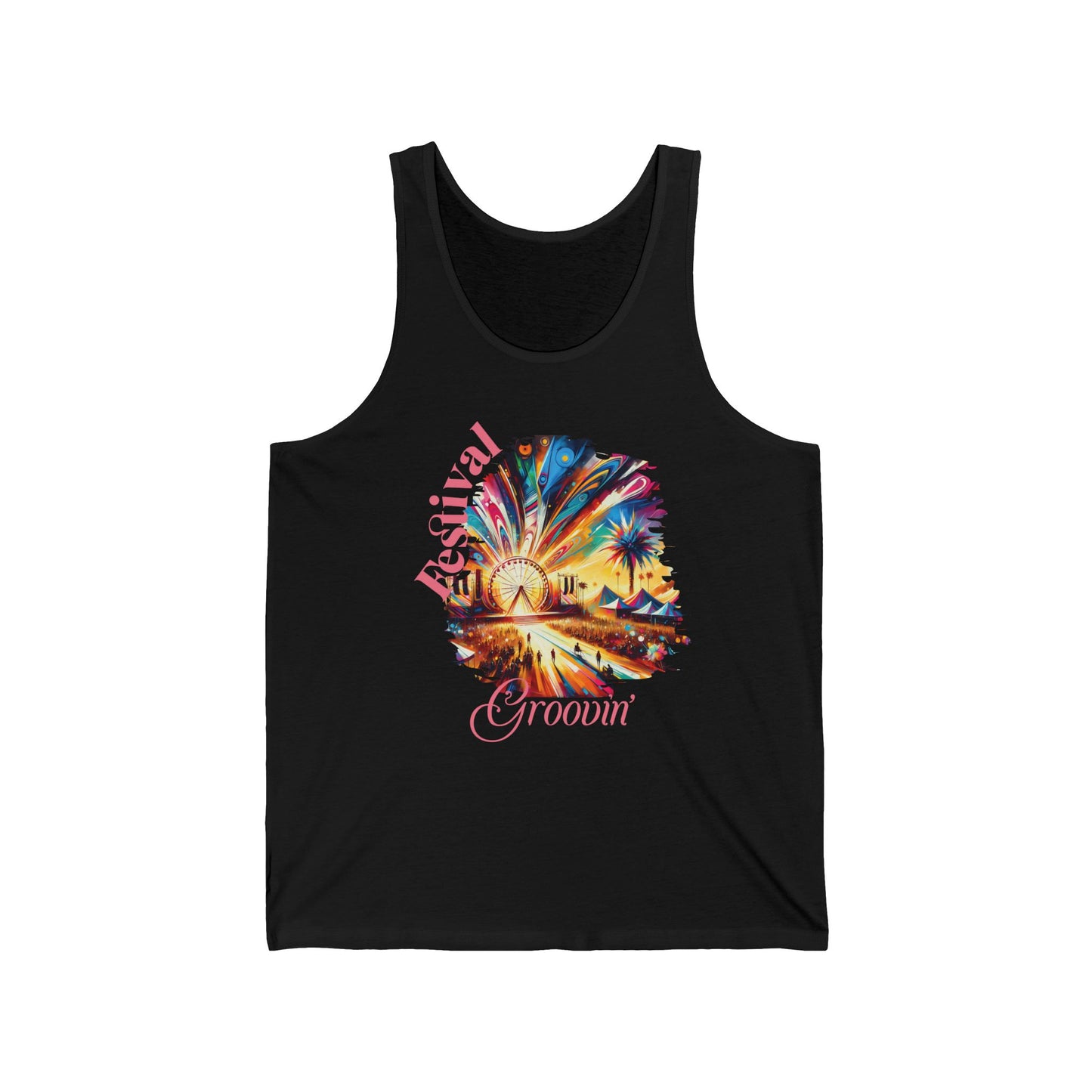 Festival Groovin Tank Top Colorful Bohemian Music Festival Tee for Desert Vibes Summer Events Music Lovers