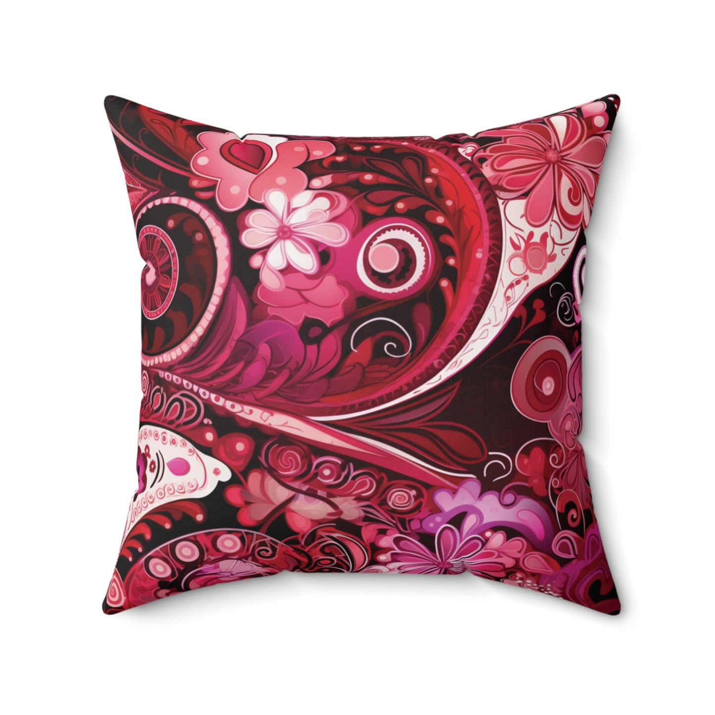 Red and Pink Pillow Accent for Valentines Day Gift for Couples Decorative Love-Inspired V-Day Home Decor Year-Round Paisley Artistic Pillow Accent