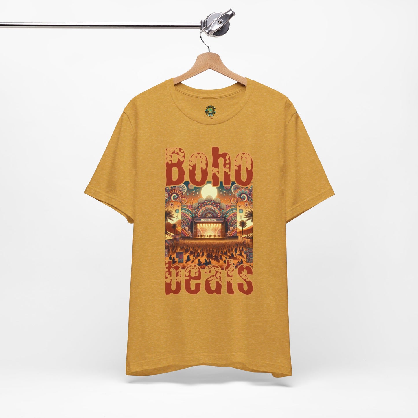 Boho Beats T-Shirt Music Festival Graphic Tee for Bohemian Desert Style, Music Lovers, and Festival Goers
