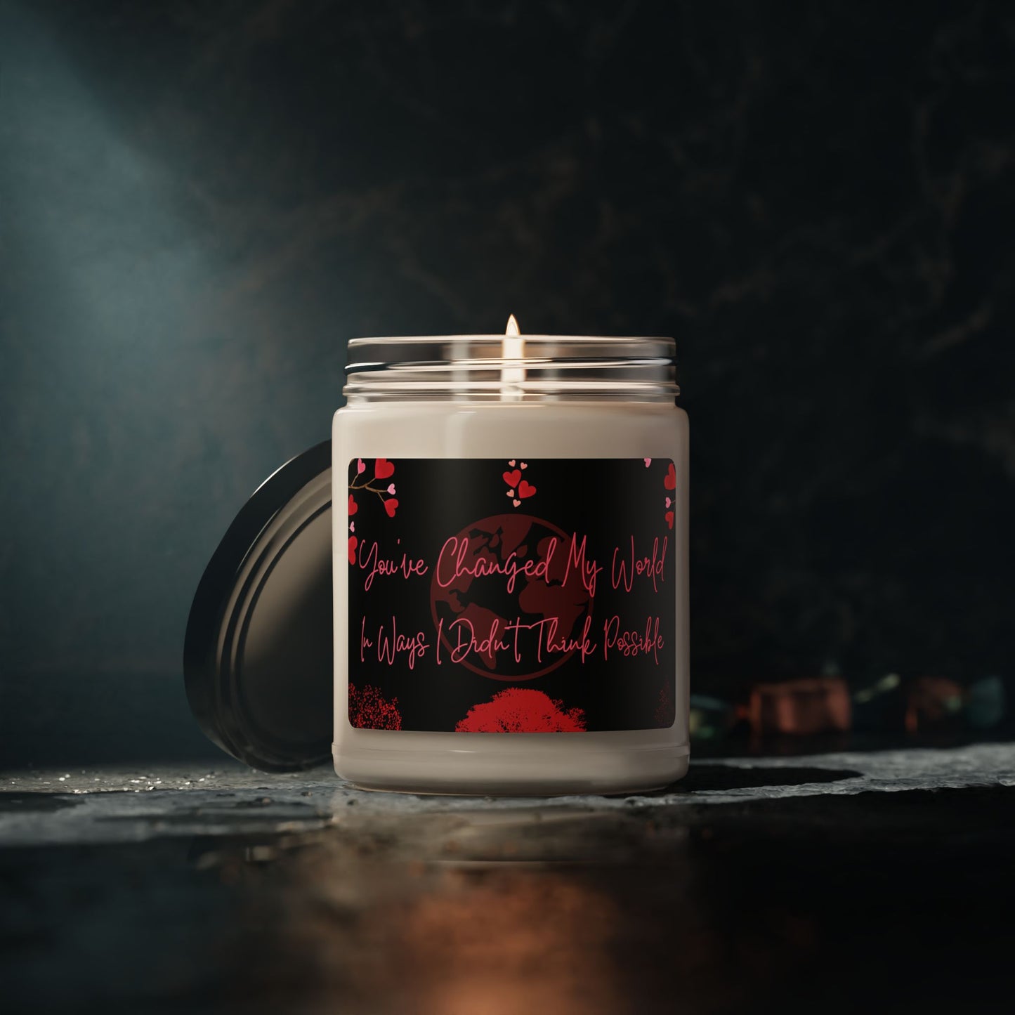 Sentimental V-Day Candle Gift For Partner Scented Long-Burning Soy Candle Decorative Globe and Heart Gift Candle Anniversary Long-Burn Candle For Lovers