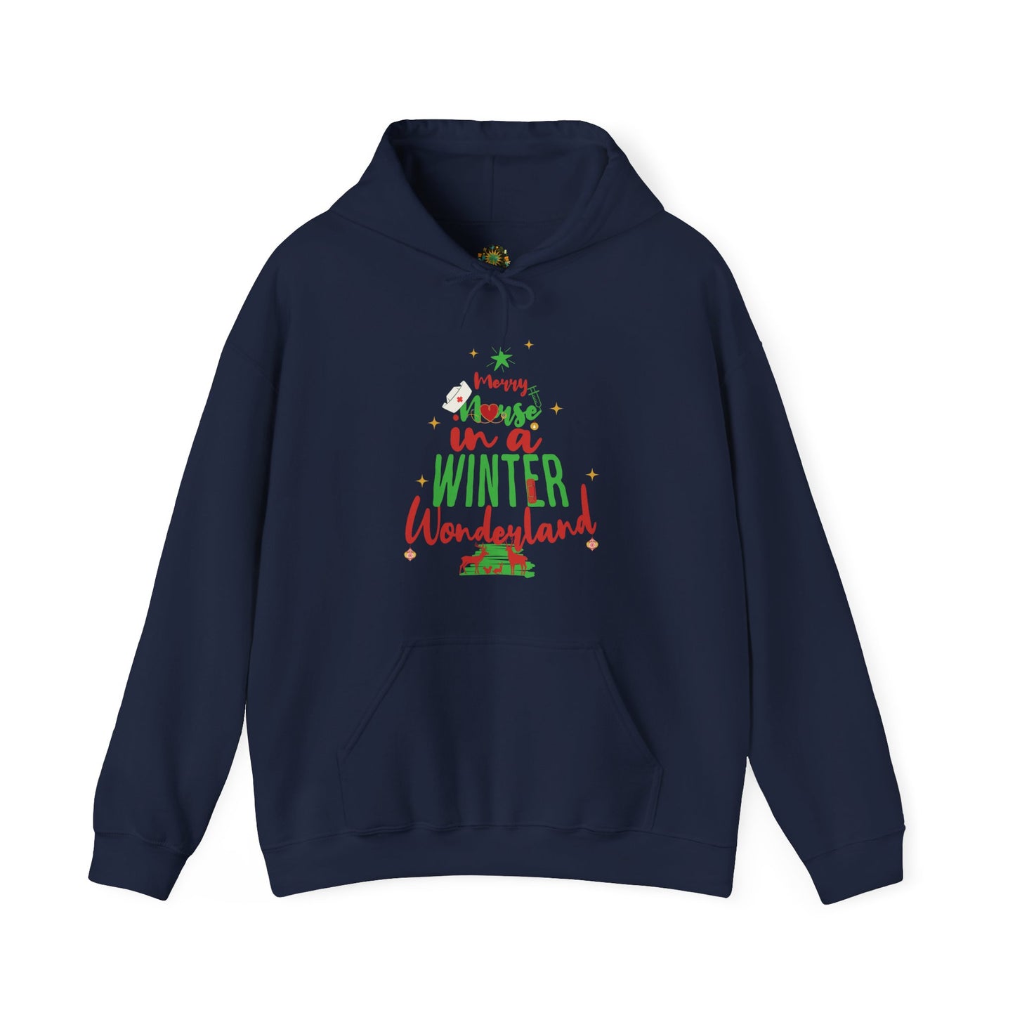 Christmas Design Hooded Nurse Sweatshirt Playful Christmas Graphic Healthcare Worker Seasonal Holiday Gift Winter Wonderland Hoodie