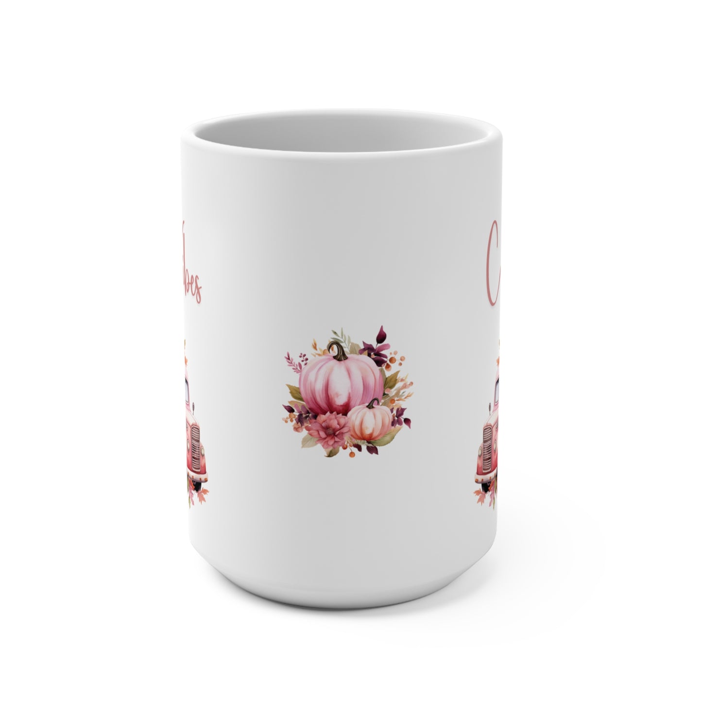 Cozy Fall Vibes Mug Gift for Fall Lovers Pink Pickup Truck Mug Thanksgiving Pumpkin Drinkware Seasonal Mug Fall Inspired Design