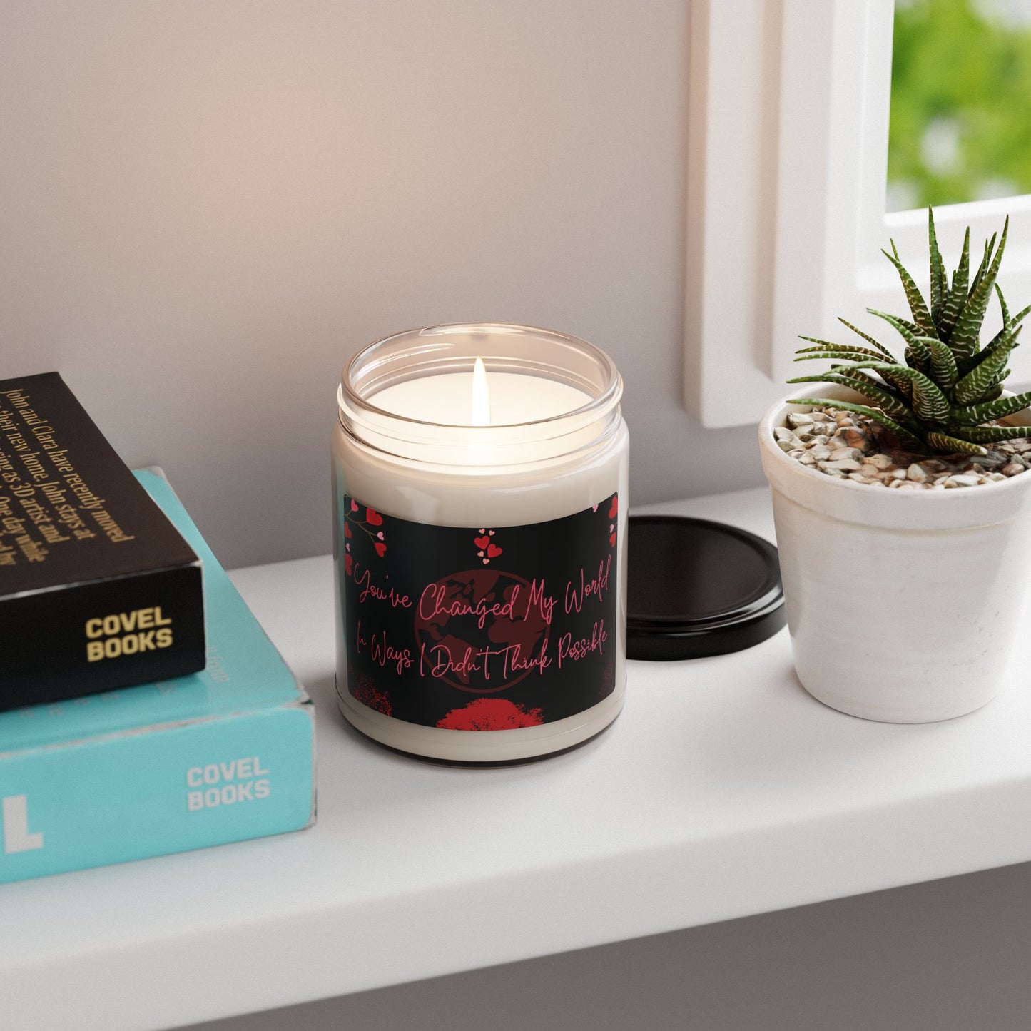 Sentimental V-Day Candle Gift For Partner Scented Long-Burning Soy Candle Decorative Globe and Heart Gift Candle Anniversary Long-Burn Candle For Lovers