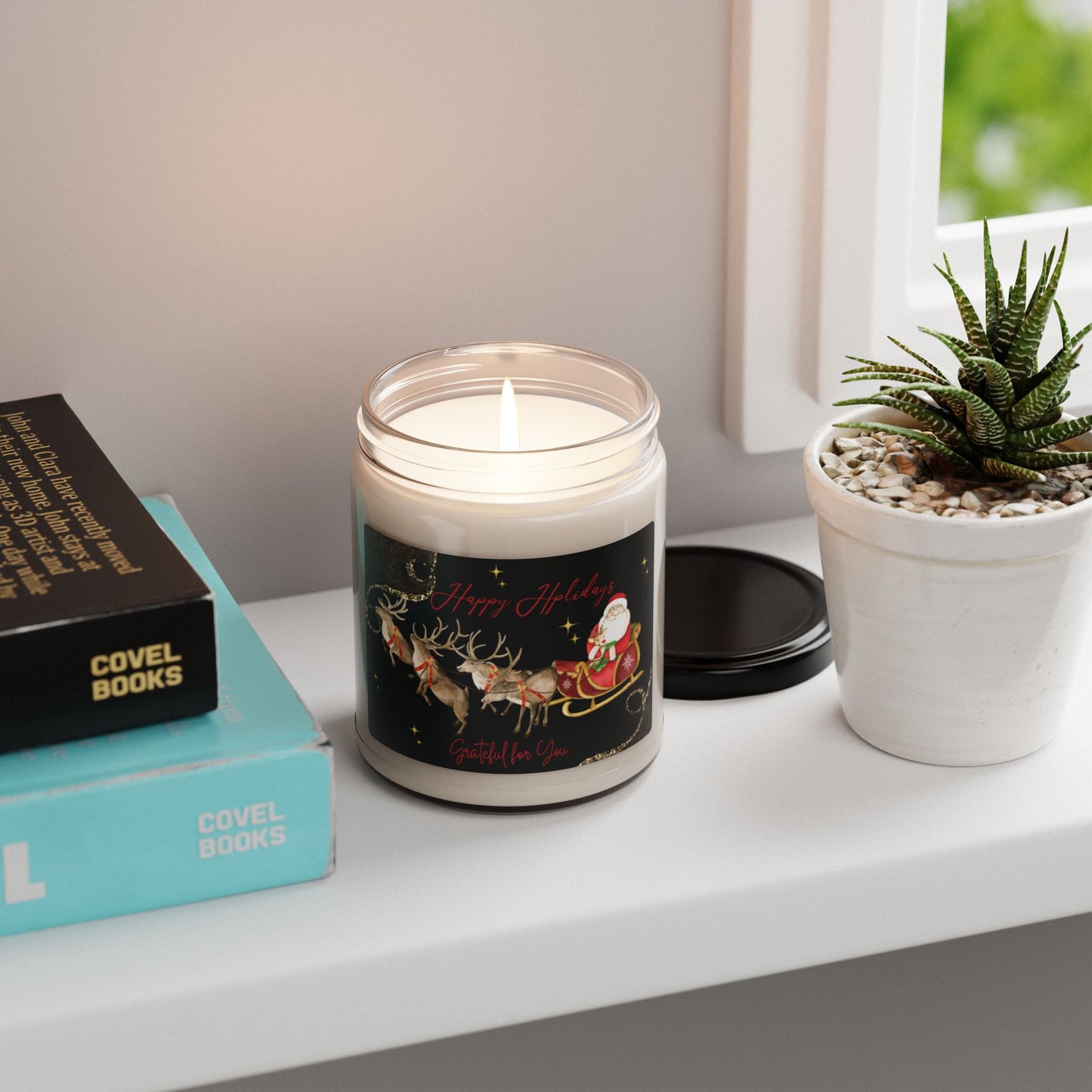 Christmas Gift Candle Santa's Sleigh Black Label Holiday Appreciation Candle 9oz Eco-Friendly Seasonal Aromatic Candle Festive Home Hostess Gift