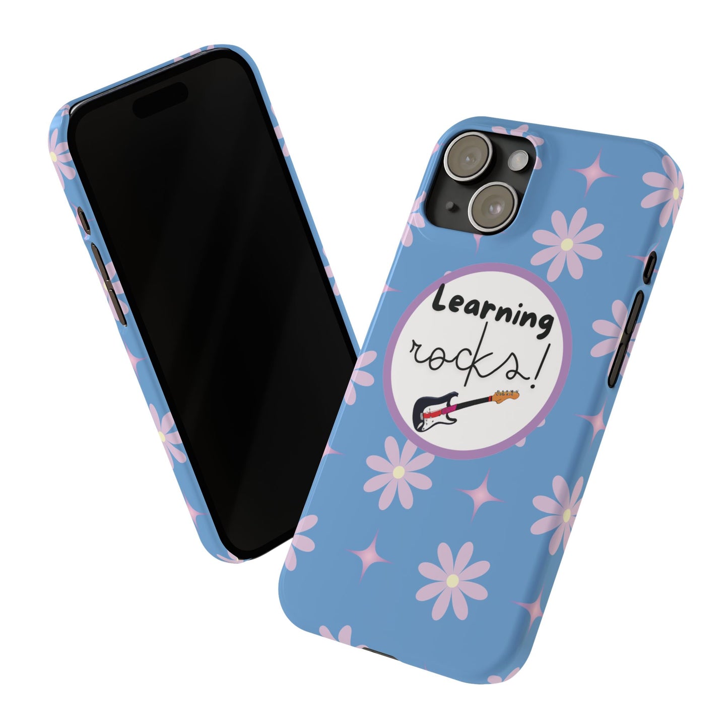 Stylish Back to School Phone Case for Music Lovers Trendy Light Blue Floral Designed Motivational iPhone Cover
