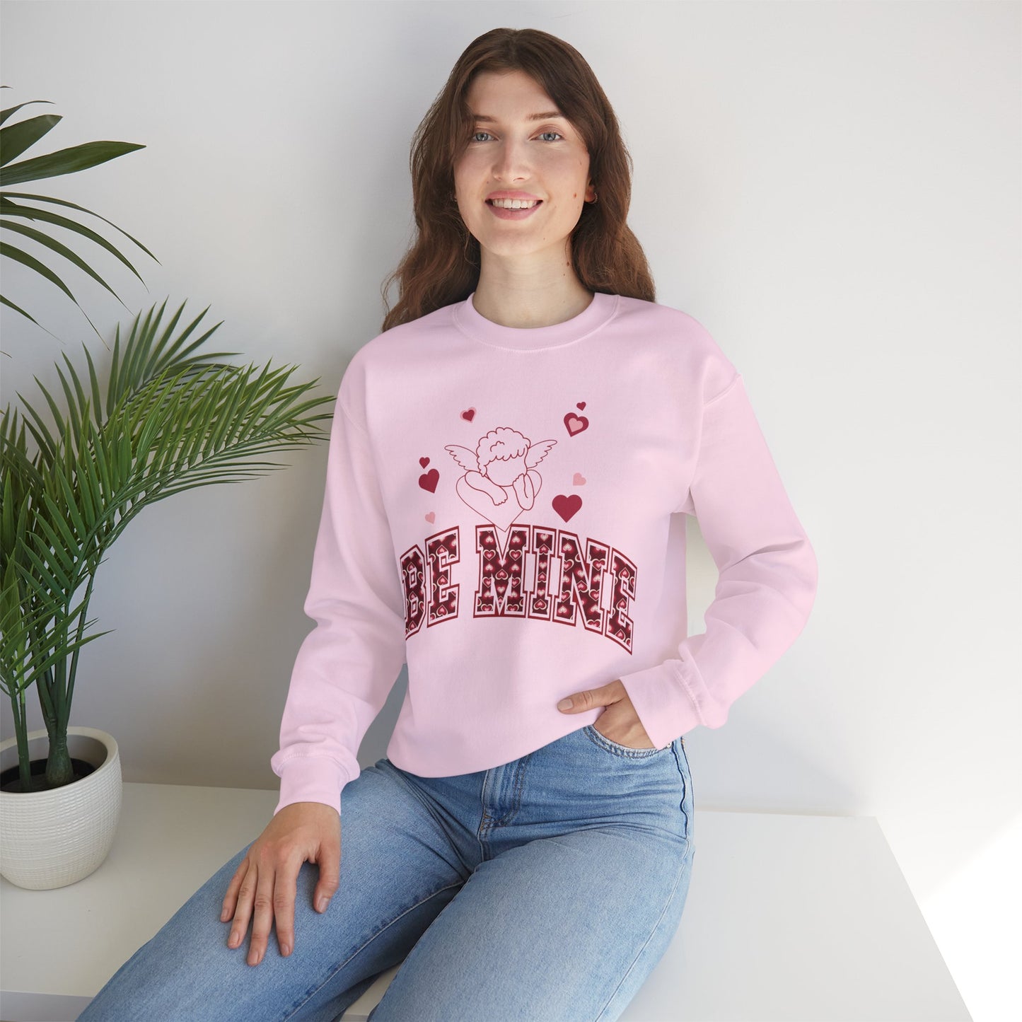 Cupid And Hearts Valentine Design Sustainable Cotton Sweatshirt Perfect V-Day Love-Theme Wardrobe Outfit Artistic Cupid Valentine Fashion Gift Idea