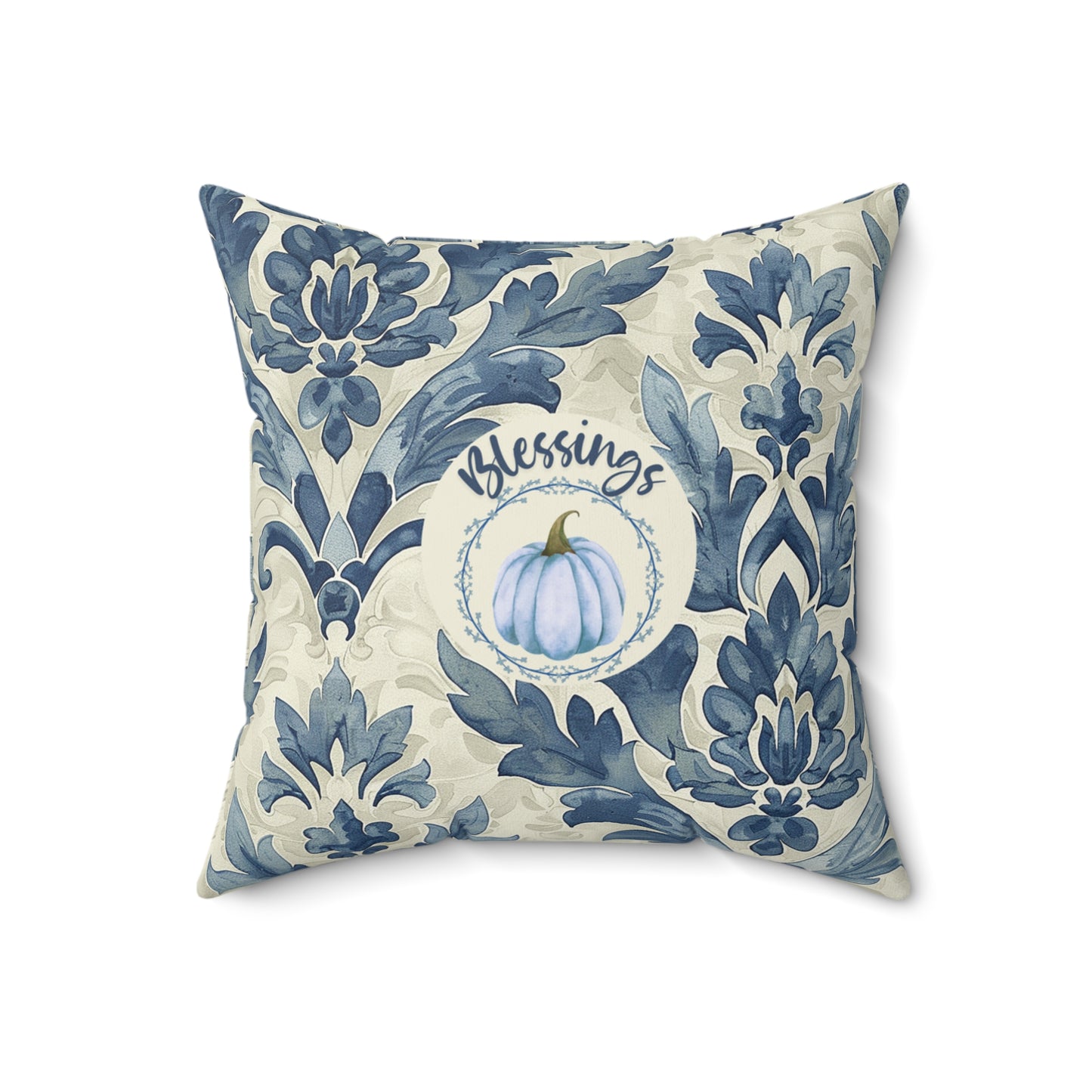 Thanksgiving Accent Decor Pillow Autumn Pumpkin Seasonal Throw Pillow Fall-Themed Navy and Beige Cushion for Her