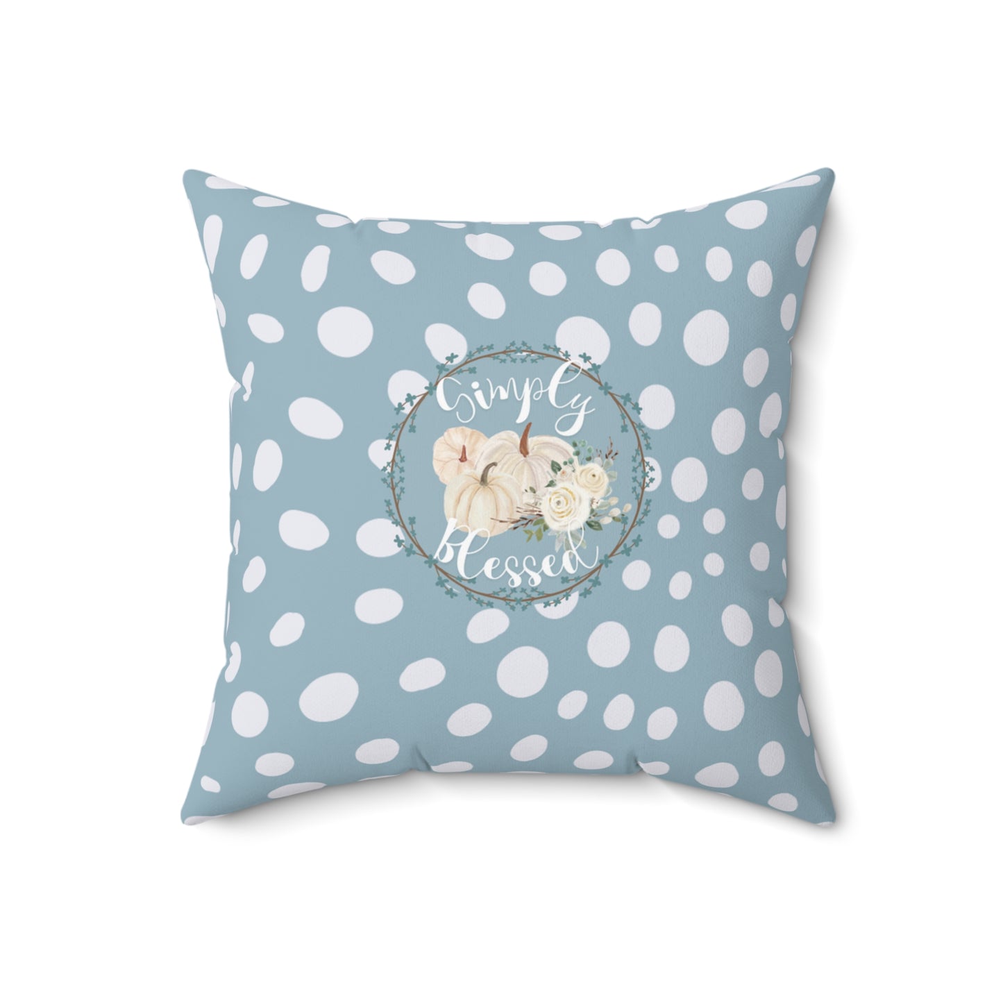 Teal Blue Autumn Home Decor Pumpkin Floral Pillow Decorative Holiday Throw Cushion Cozy Fall Decor Gift for Her