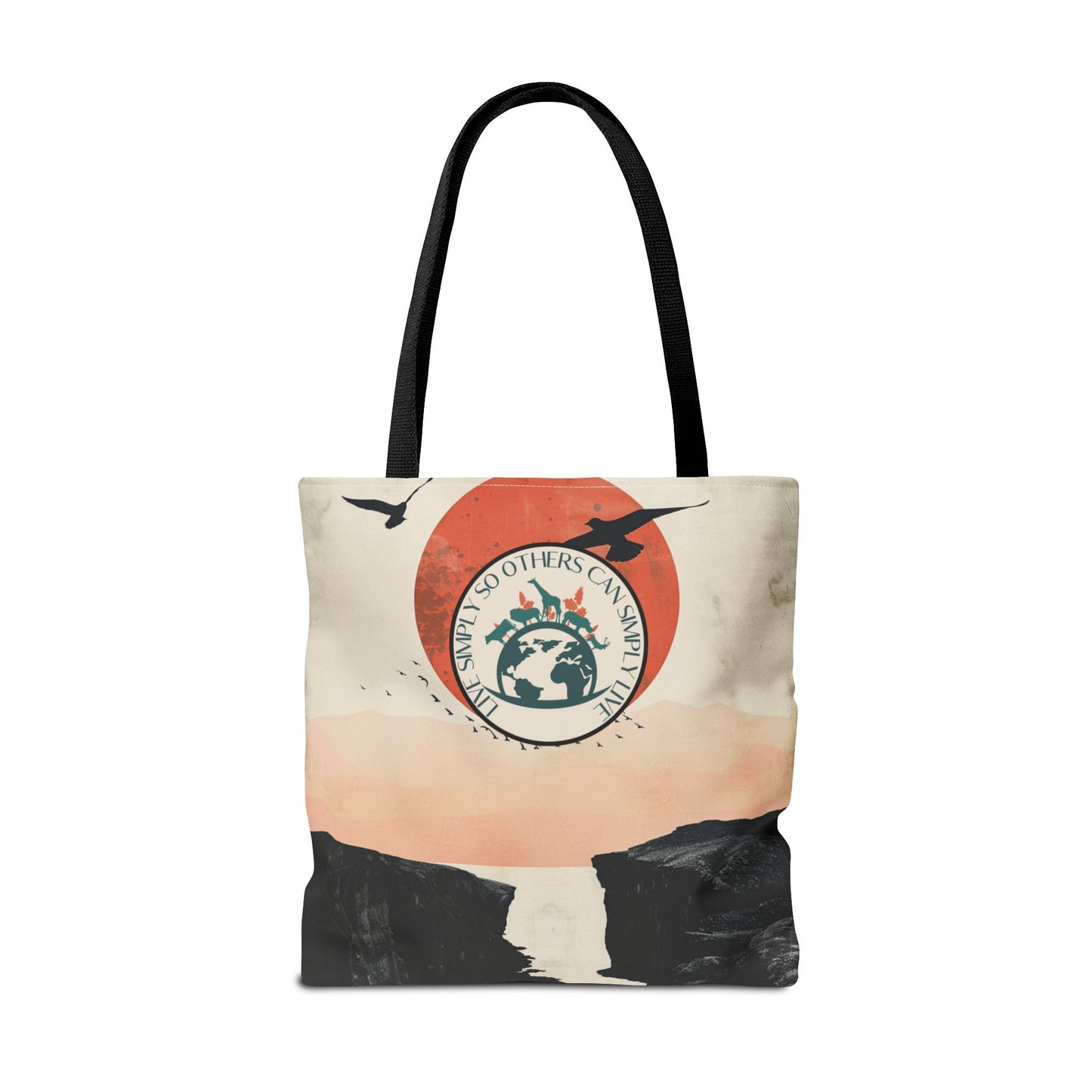 Minimalist Gulls and Sunset Art Earth Day Bag Environmentalist Gift Eco-Awareness Statement Sustainable Life style Mindful Living Tote Accessory