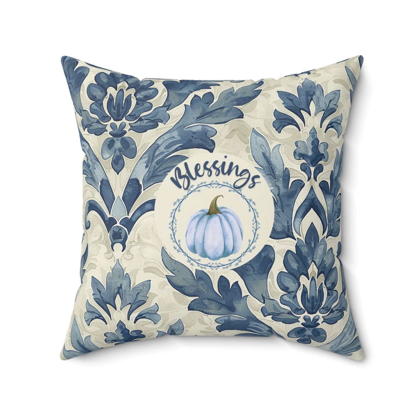 Thanksgiving Accent Decor Pillow Autumn Pumpkin Seasonal Throw Pillow Fall-Themed Navy and Beige Cushion for Her