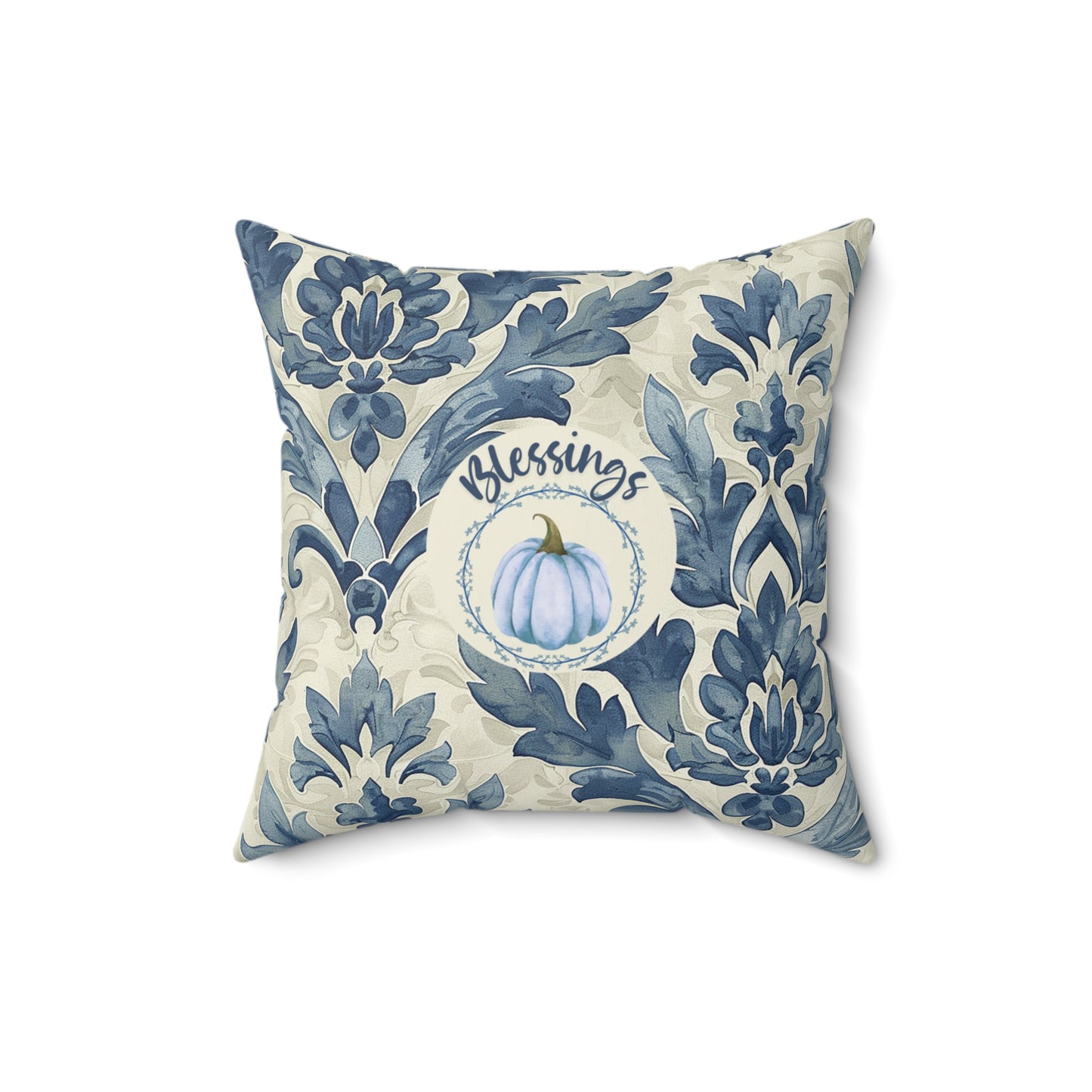 Thanksgiving Accent Decor Pillow Autumn Pumpkin Seasonal Throw Pillow Fall-Themed Navy and Beige Cushion for Her