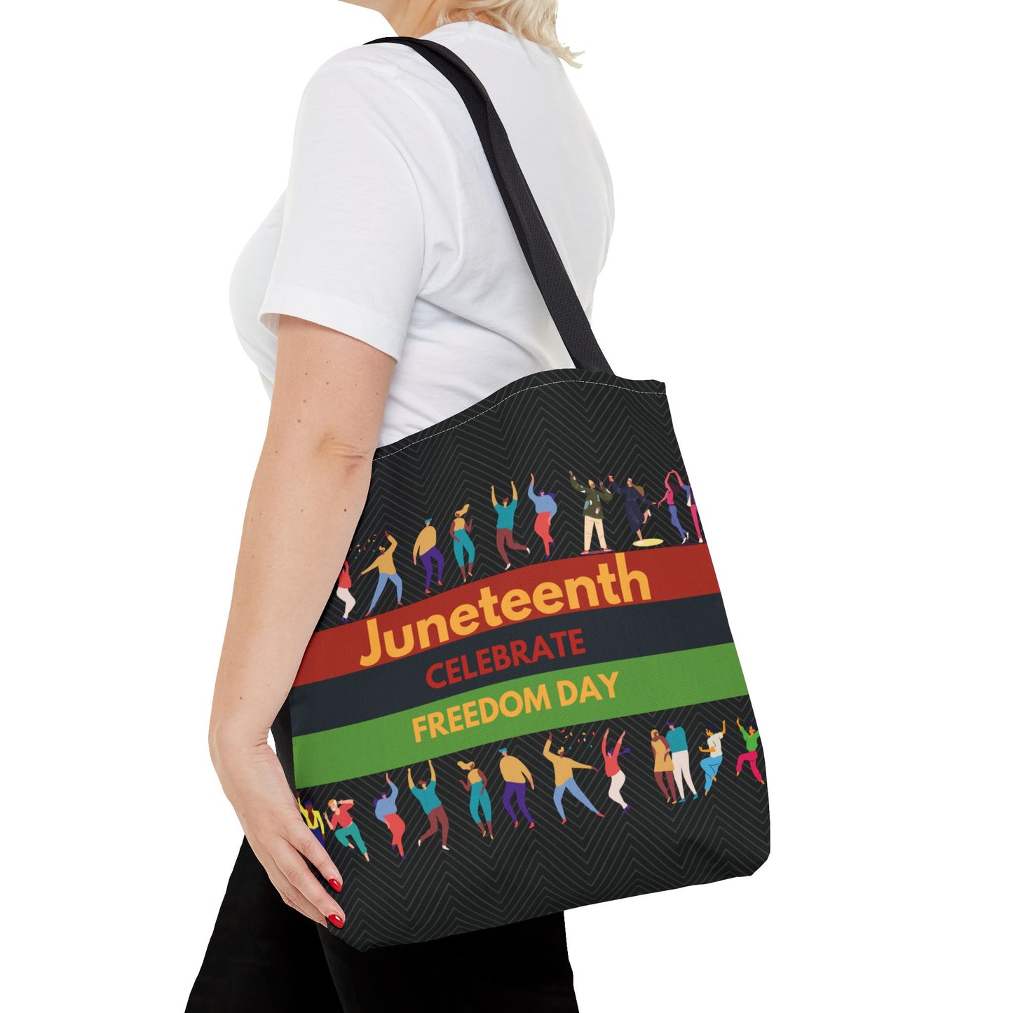 Juneteenth Tote Black History Gift Cultural Pride Afrocentric Celebration Bag Parade-Ready Dancing Figures Artwork Festival Tote Large Storage Bag