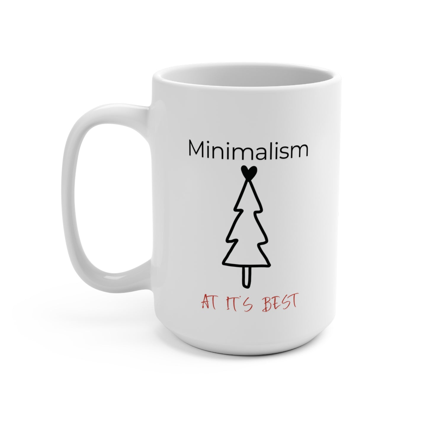 Christmas Minimalism15oz White Mug Red and Black Trendy Mug Design Understated Modern Festive Holiday Mug Gift