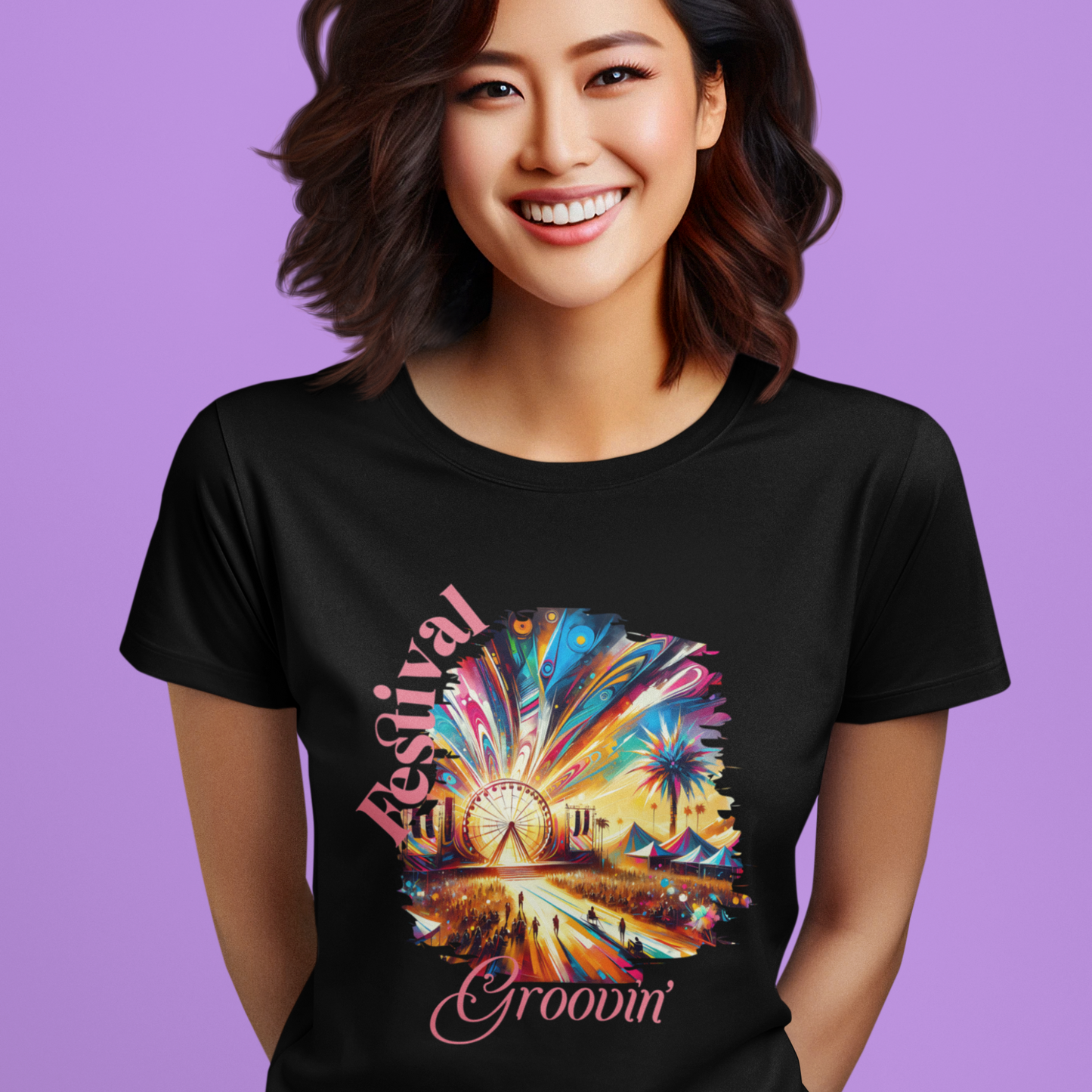 Festival Groovin T-Shirt Bohemian Music Festival Tee Desert Sunset Vibes for Music Lovers and Festival Goers