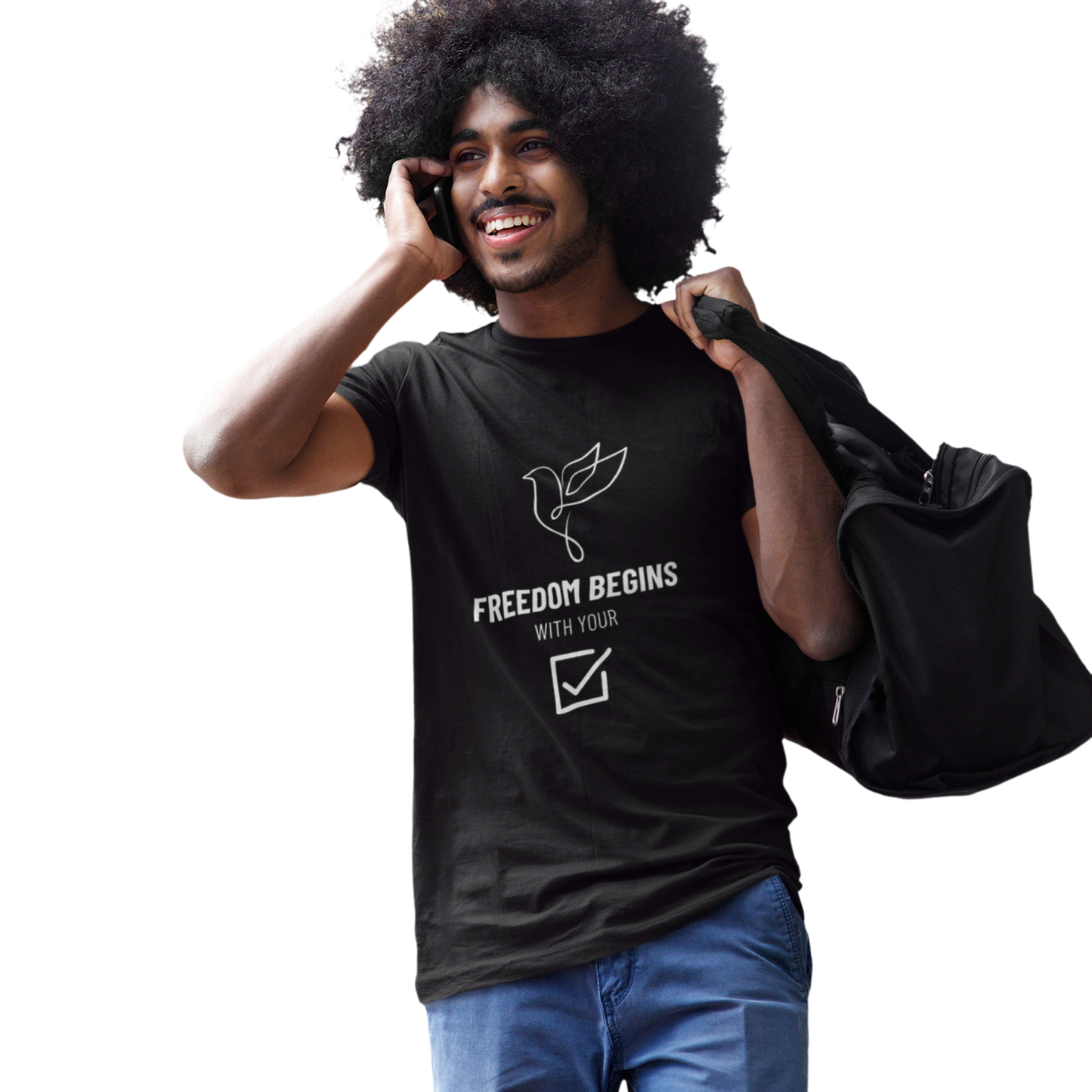US Election 2024 T-Shirt Freedom Begins With Your Vote Inspirational Voting Rights Tee for Democracy Civic Pride