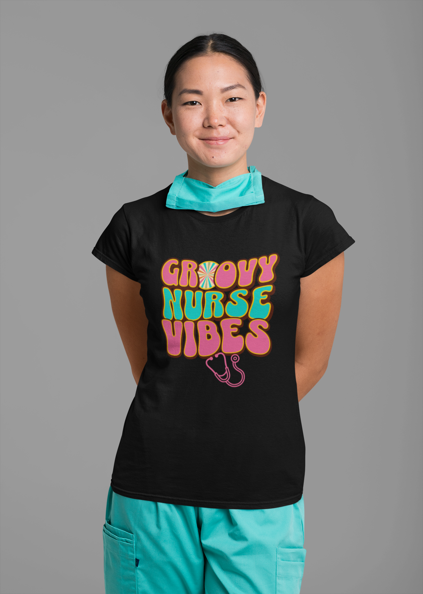 Groovy Nurse Tee Retro Vibes Playful Shirt for Positive Energy Apparel Fun Nurse T-Shirt