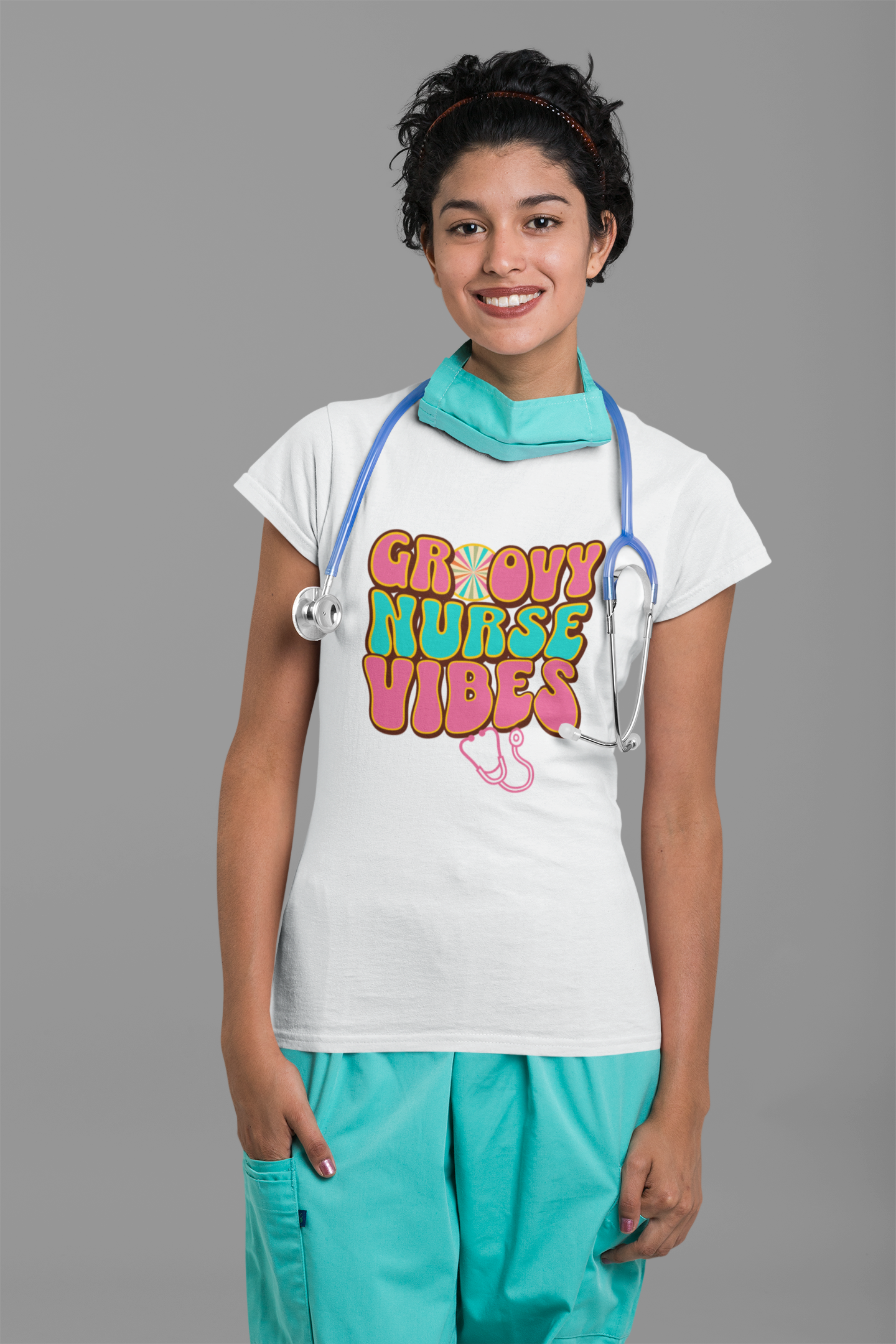 Groovy Nurse Tee Retro Vibes Playful Shirt for Positive Energy Apparel Fun Nurse T-Shirt
