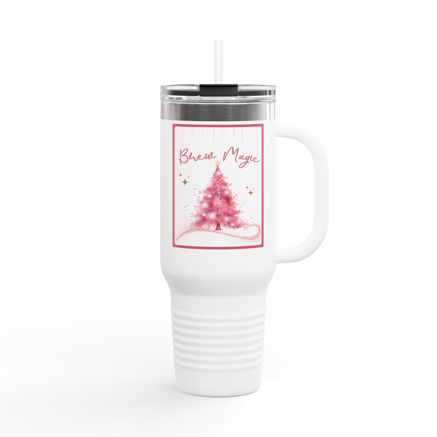 Christmas 40oz Insulated Travel Mug Double Wall Holiday Hot and Cold Mug Coffee Lover Brew Magic Gift