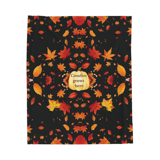 Comfort Grows Here Plush Blanket | Autumn Pumpkin Throw