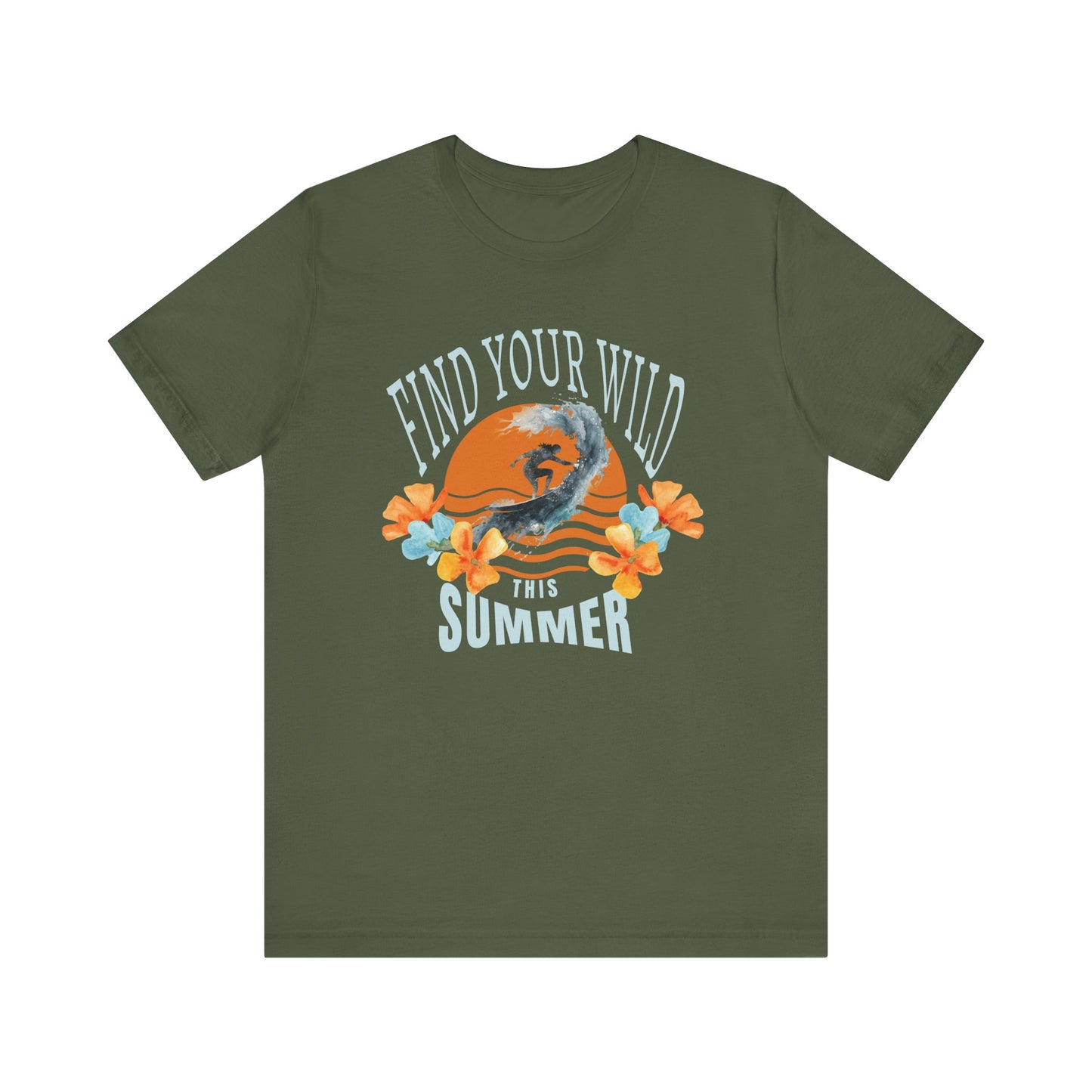 Surfer Tee Tropical Flowers and Sunset Beach Fashion Shirt for Surfing Enthusiasts and Ocean Lovers Summer Vibes Beachwear