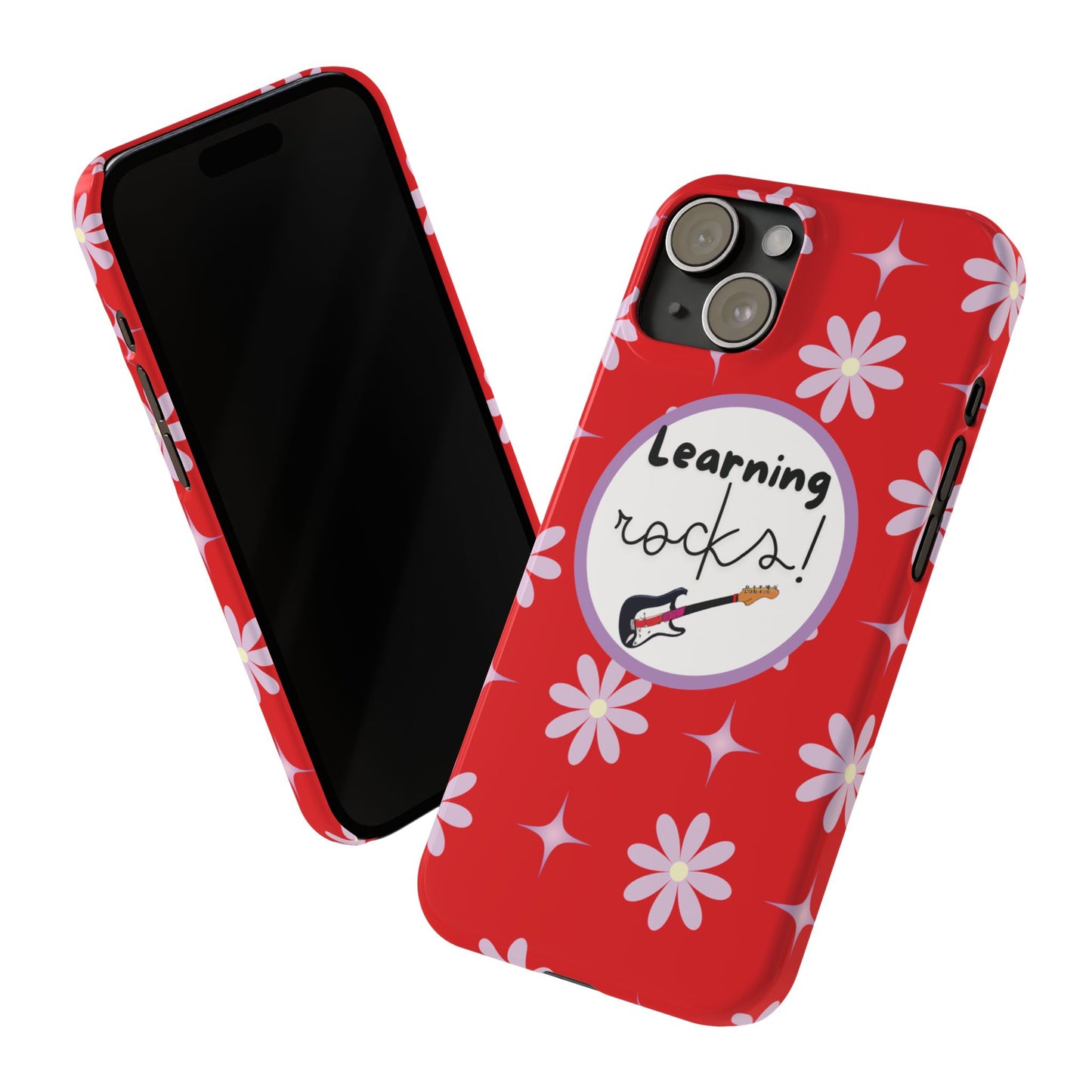 Motivational Music-Themed iPhone Case Red Floral Phone Cover Trendy Back To School Fashionable  Phone Accessory