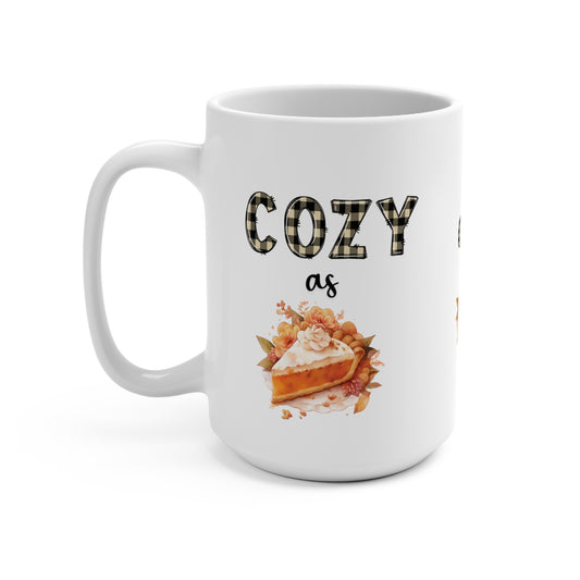 Cozy Fall Comfort Mug Black Plaid Font Pie Slice Design Special Occasion Thanksgiving Seasonal Mug Gift