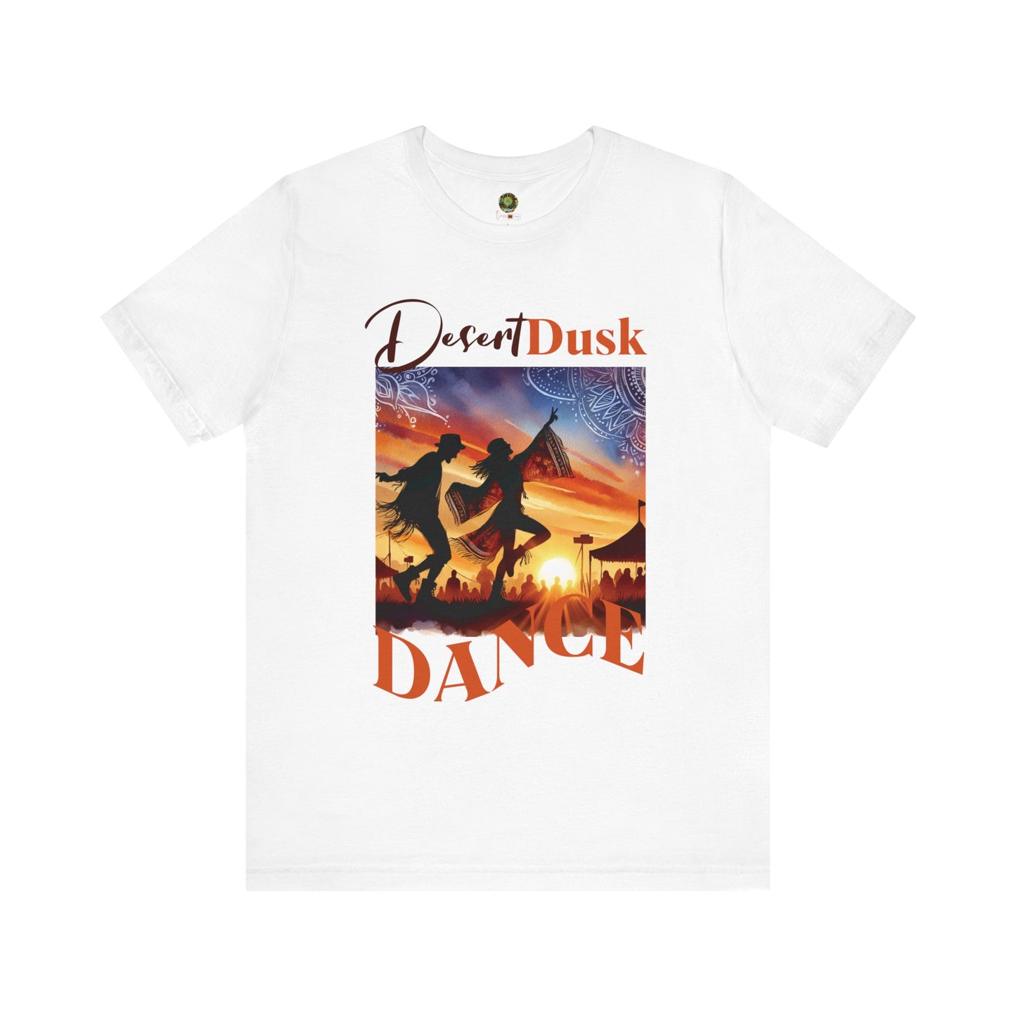 Bohemian Festival T-Shirt Silhouette T-Shirt Trendy Desert Dusk Dance Top for Festival-Goers Dancing Couple Tee for Music Lovers