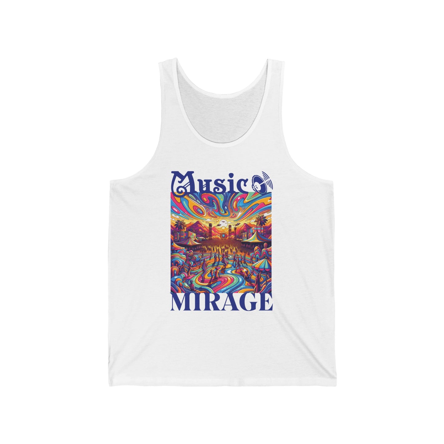 Music Mirage Festival Tank Artistic Desert Scene for Festival Goers Groovy Desert Festival Bohemian Style Music Lover’s Tee