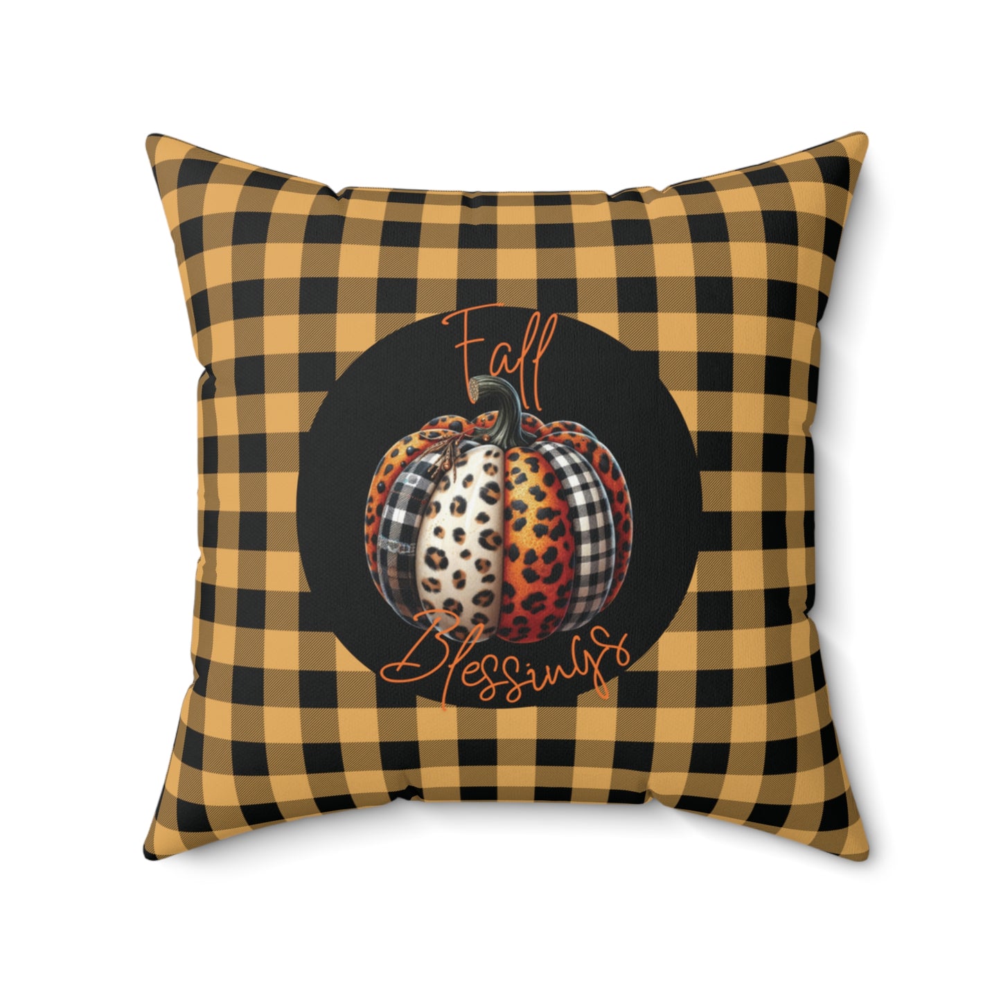 Fall Plaid Accent Pillow Unique Pattern Home Accent Autumn Home Decor Housewarming Gift Cozy Pumpkin Themed Home Decor