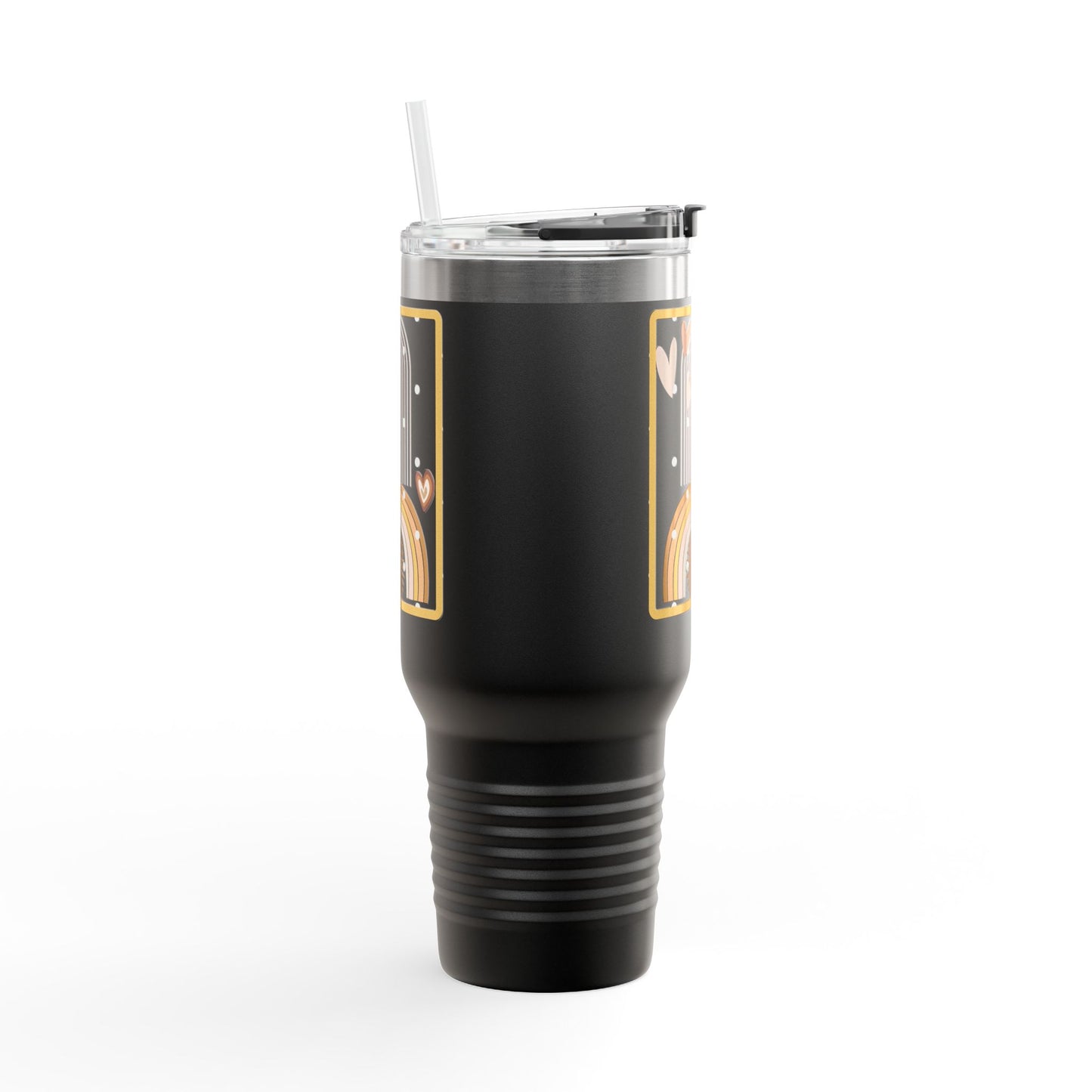 Sunset Arches 40 oz Black Tumbler | Boho Geometric Travel Mug | Modern Everyday Drinkware