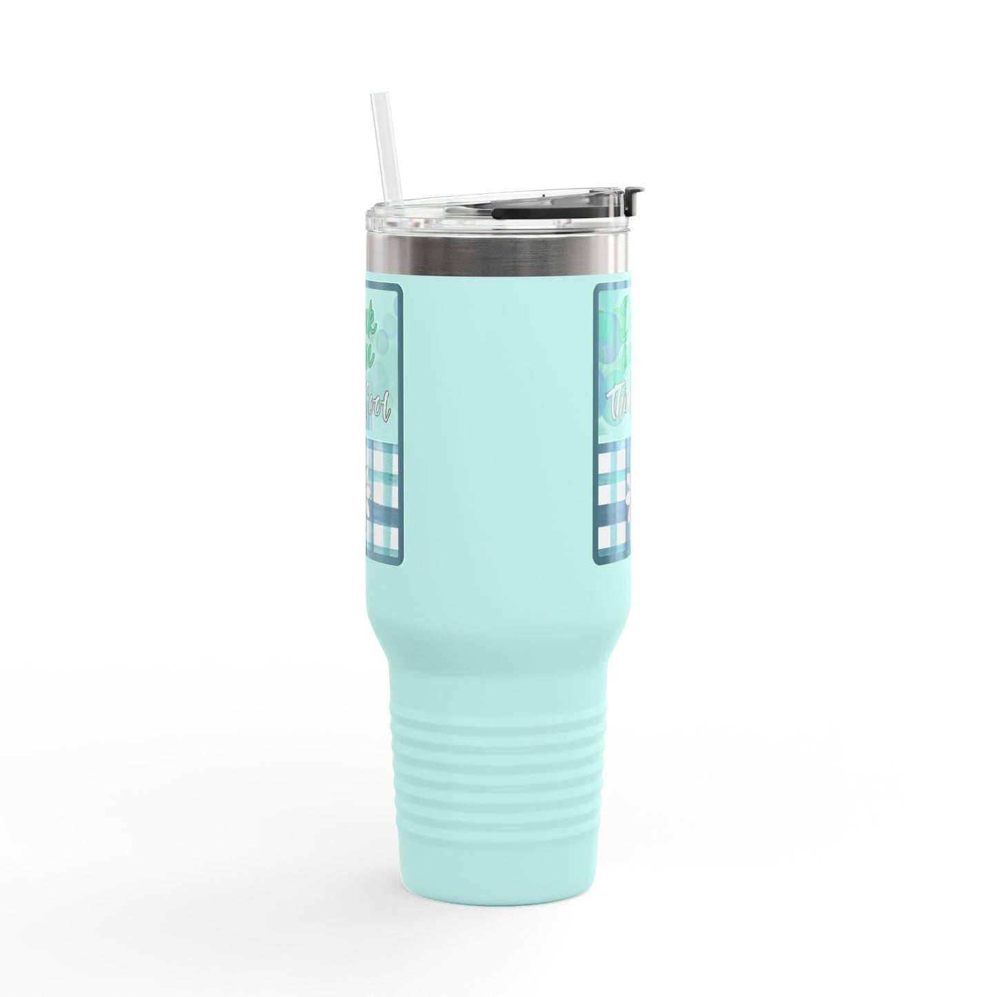 Drink Warm, Think Cool 40 oz Tumbler | Teal Daisy Travel Mug | Playful Everyday Drinkware