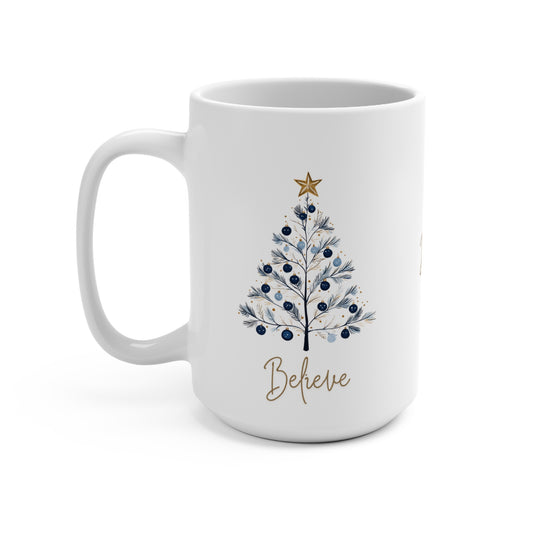 Christmas Coffee Gift Mug Contemporary Minimalist Tree Holiday Design Unique Stylish Seasonal Mug Gift for Lovers of Minimalism