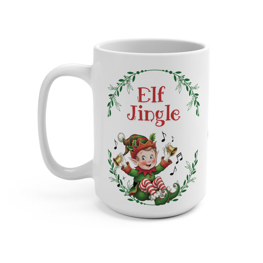 Christmas Elf Bell-Ringing Mug Nostalgic Seasonal Gift Retro Elf Whimsical Retro Holiday Drinkware Gift Mug