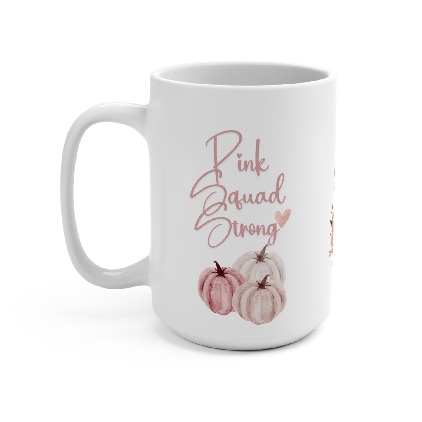 Inspirational Breast Cancer Survivor's Mug for Women Pink Squad Strong Gift for Breast Cancer Advocates Pink Pumpkin Design