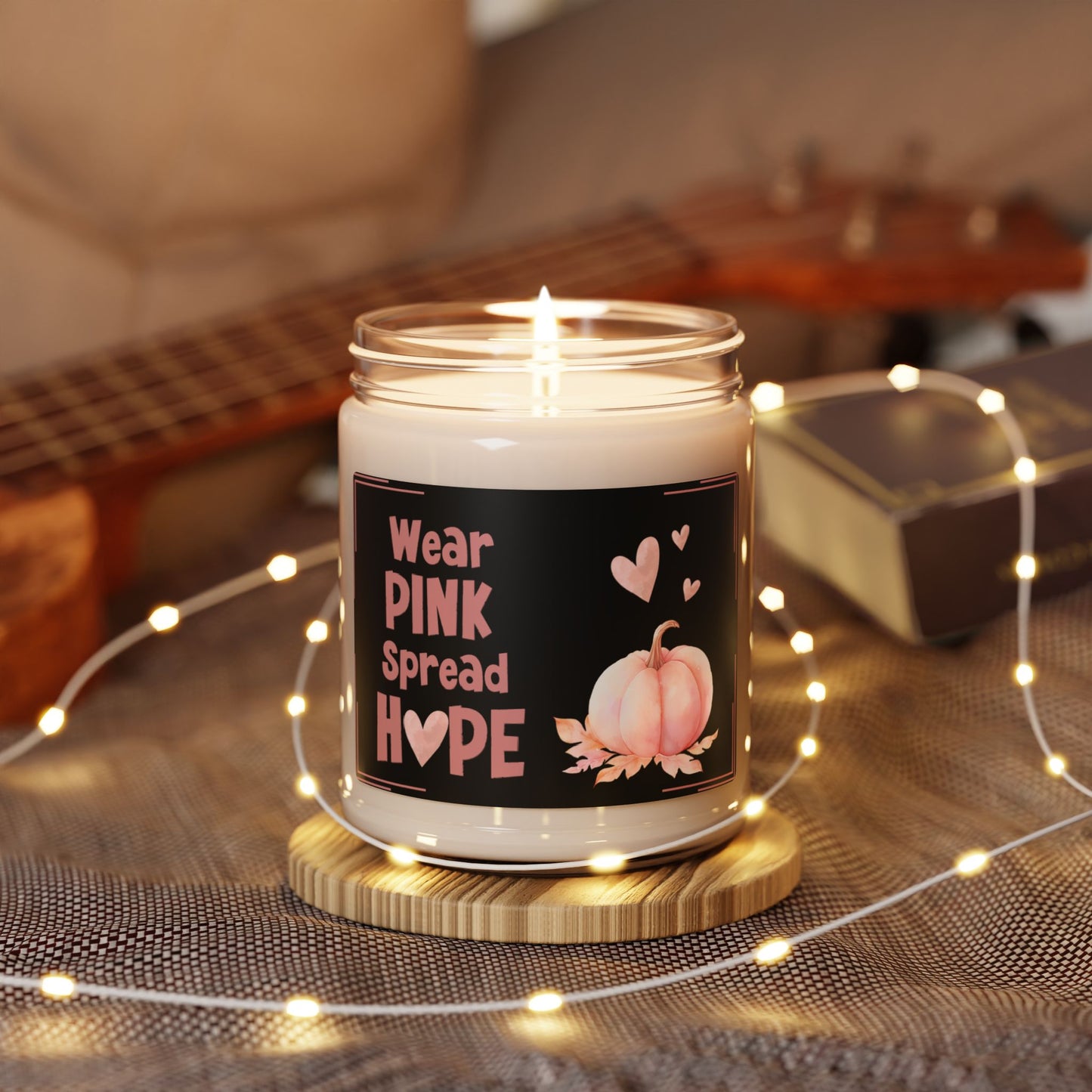 Pink Pumpkin Heart Tribute Candle Seasonal Breast Cancer Awareness Survivor Hope Candle Gift