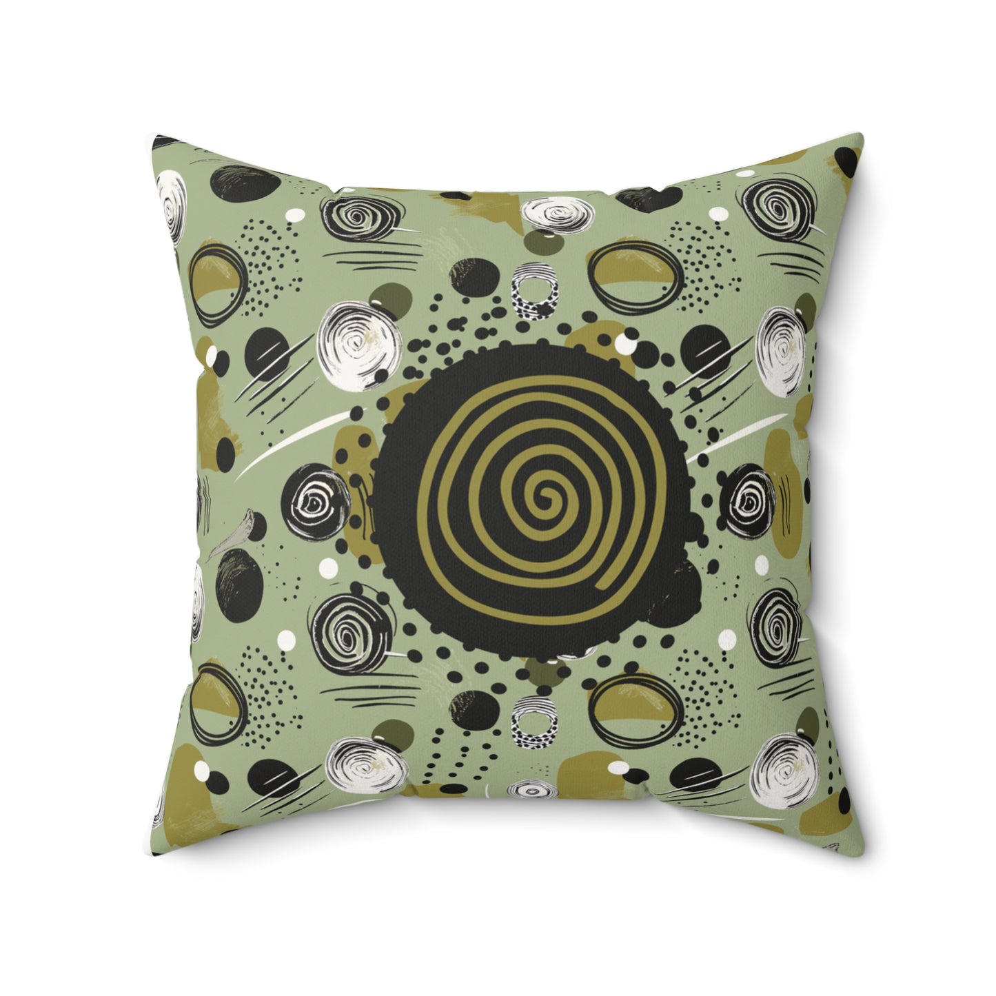 Contemporary Art Deco Cushion Modern Home Decor Green Spiral Design Decorative Unique Pattern Decorative Throw Pillow Double Sided Hostess Gift Accent Piece