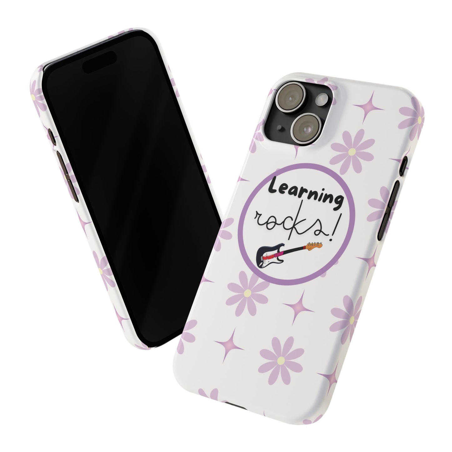 Motivational Back to School Fun White Phone Case for Music Lovers Floral Music-Themed iPhone Cover Trendy School Gear