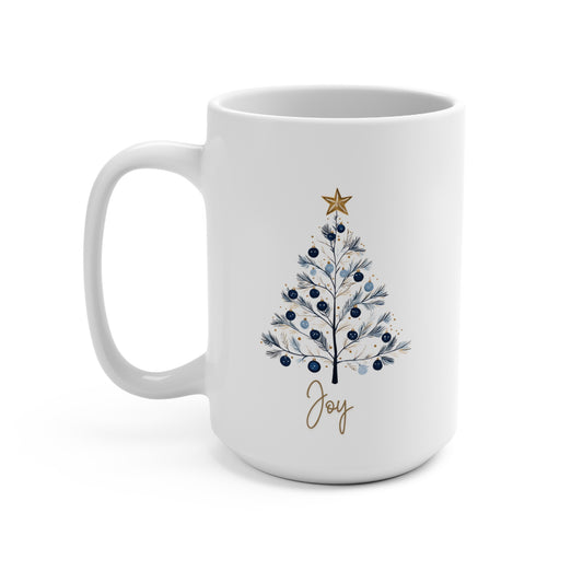 Christmas Coffee Gift Mug Elegant Minimalist Tree Holiday Design Unique Blue Seasonal Joy Mug Festive Drinkware