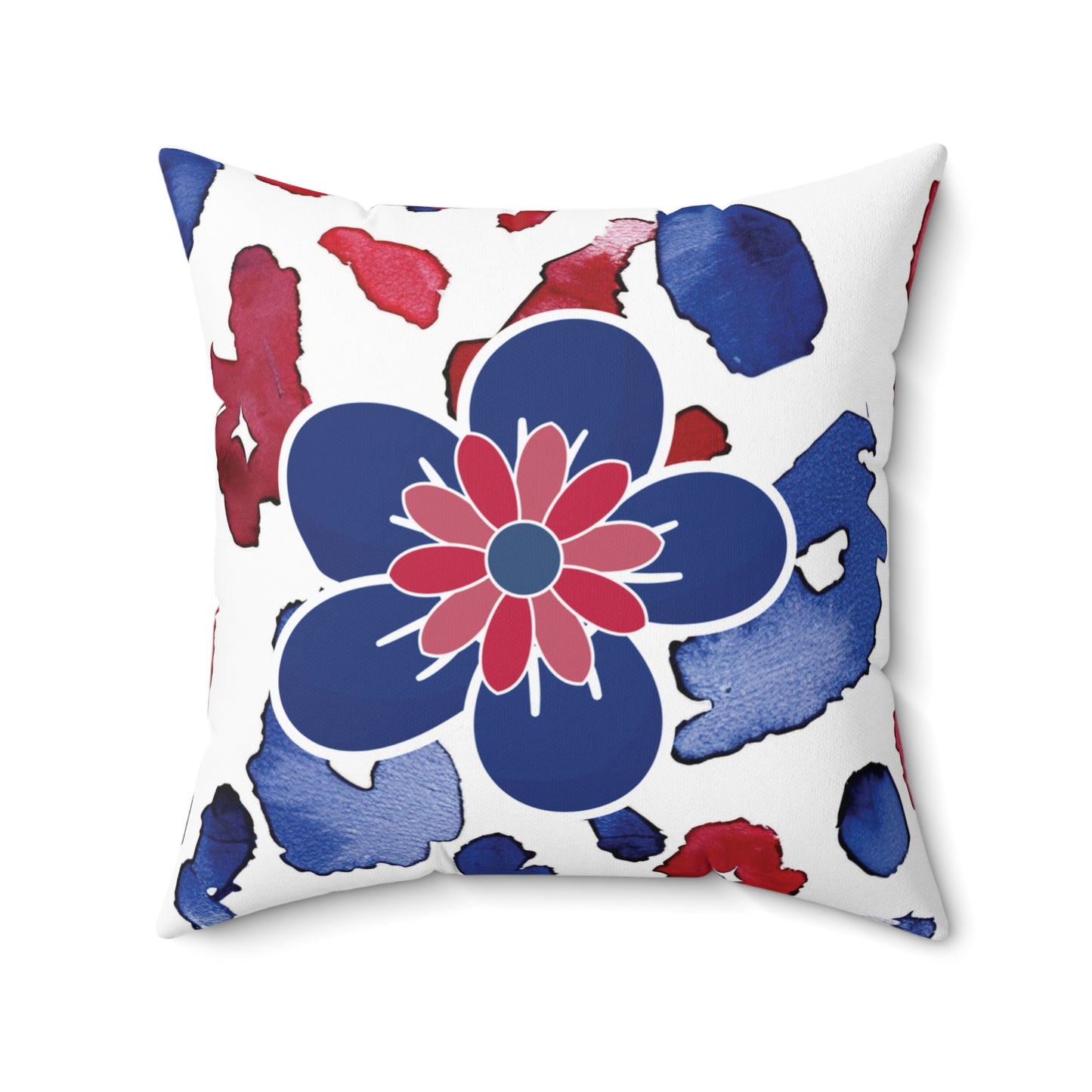 4th of July Patriotic Pillow Abstract Floral Design Independence Day Holiday Throw Cushion Festive Home Accent Holiday Throw Pillow
