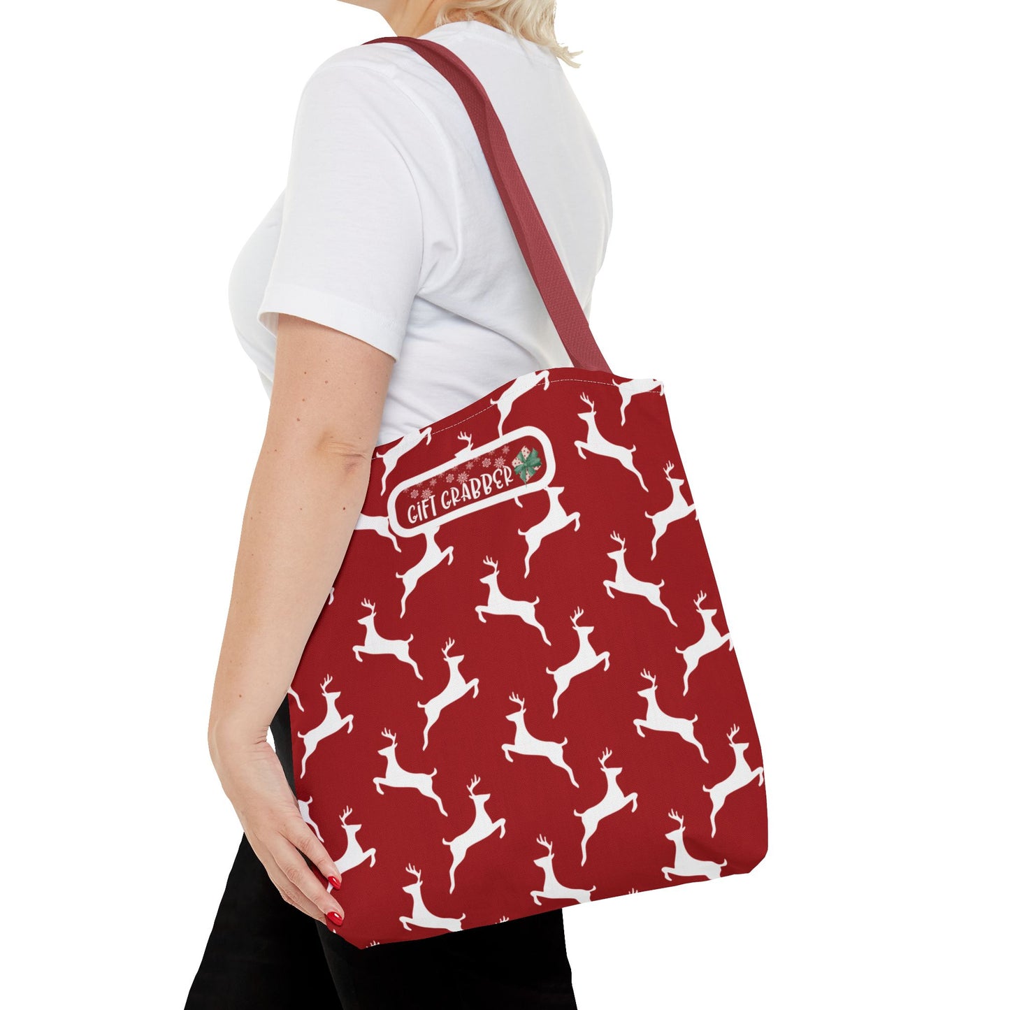 Christmas Reindeer Tote Bag Fun Seasonal Carryall Gift Grabber Tote Functional Shopping Bag Tote Gift For Someone Special