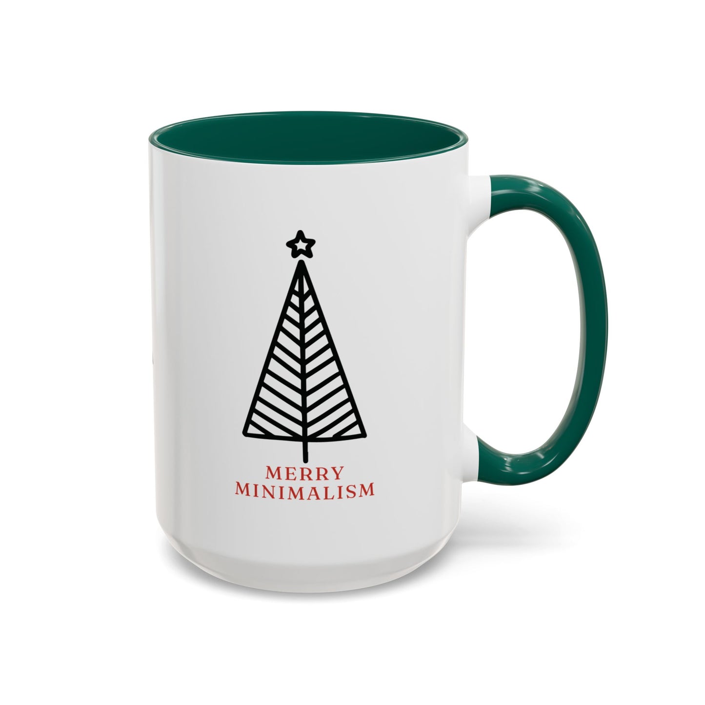 Merry Minimalism Geometric Tree 15 oz Red Accent Mug | Modern Christmas Tree Coffee Cup